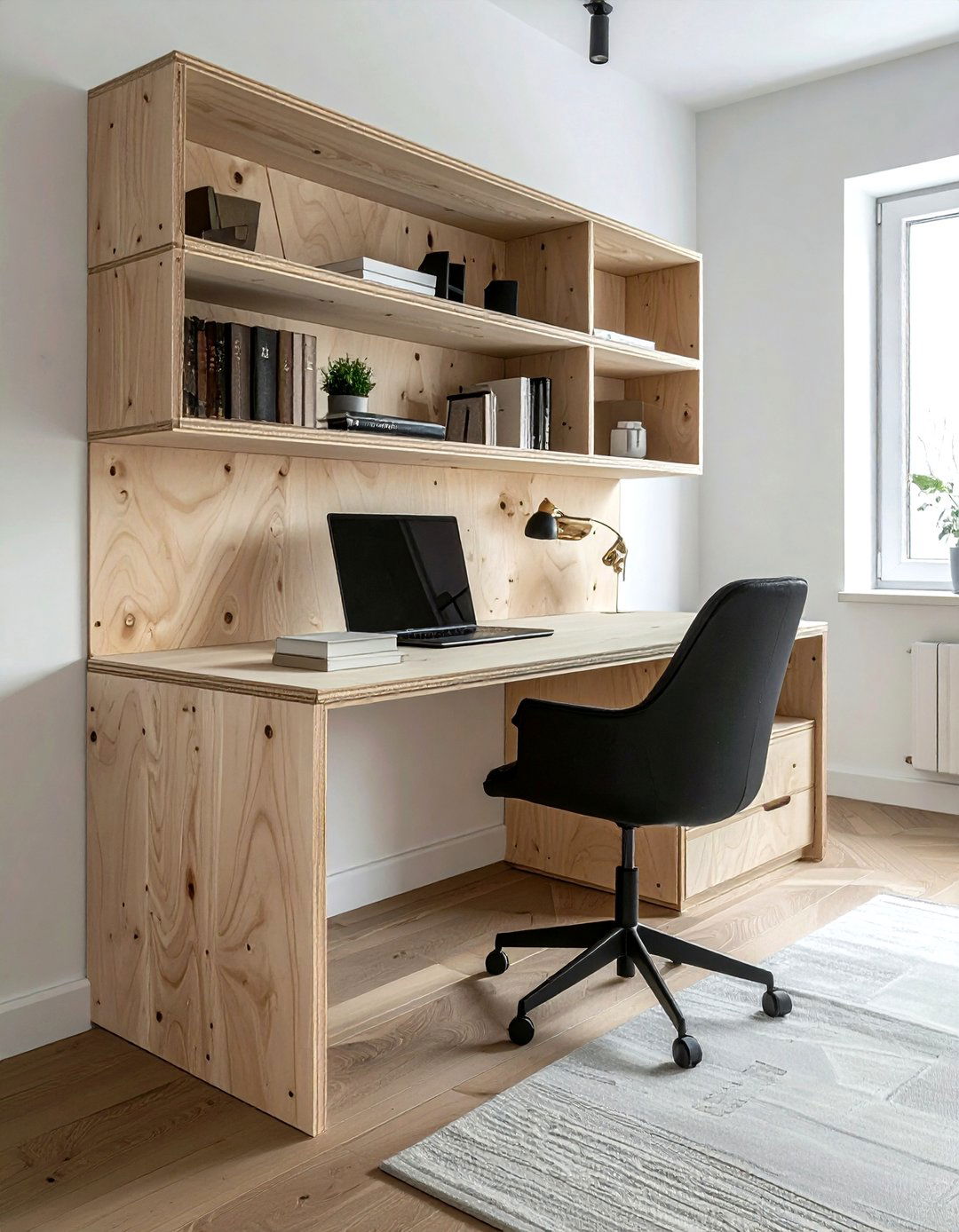 Plywood Built In Desk - 30 natural wood decor ideas