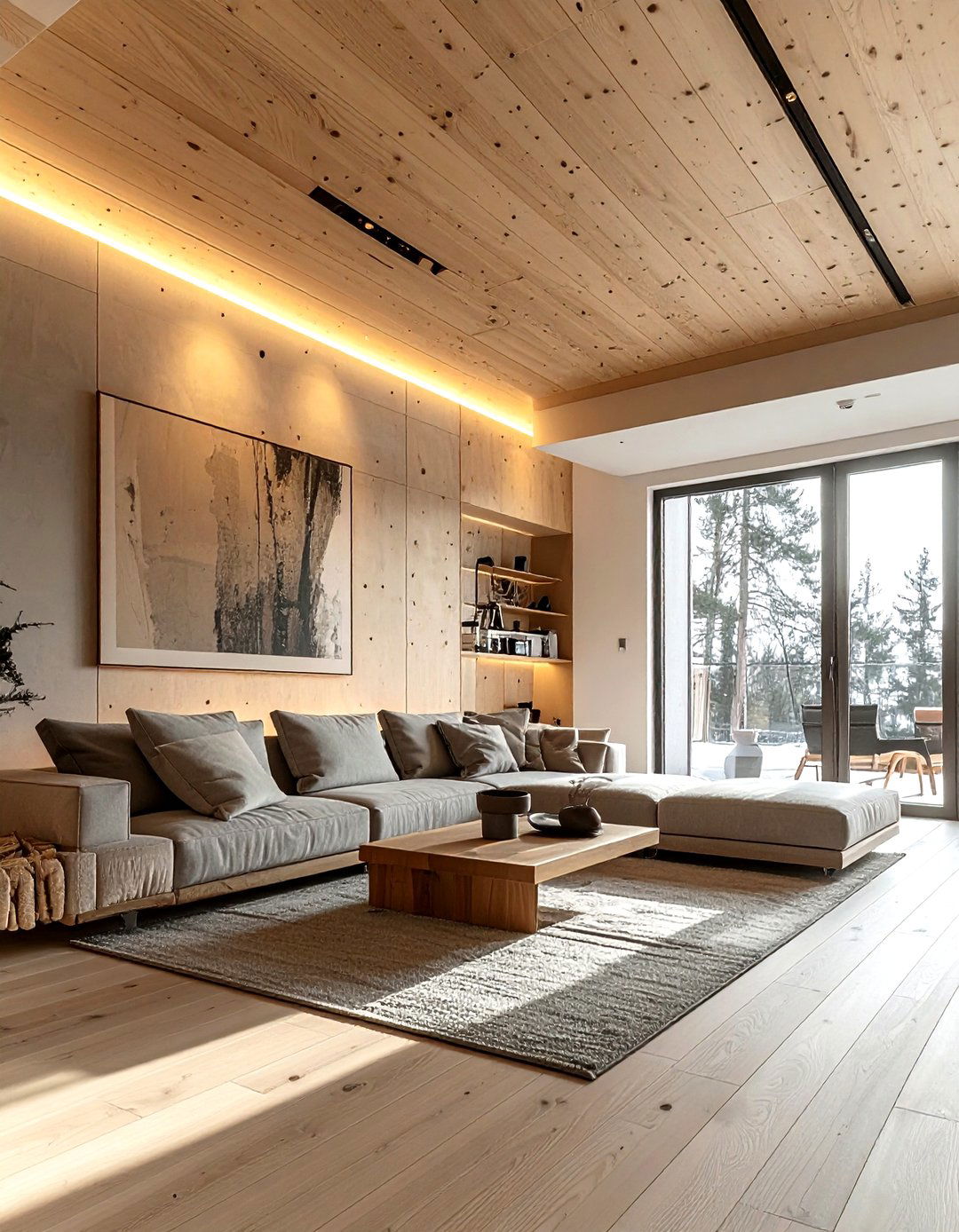 Plywood Ceiling - 30 living room ceiling ideas