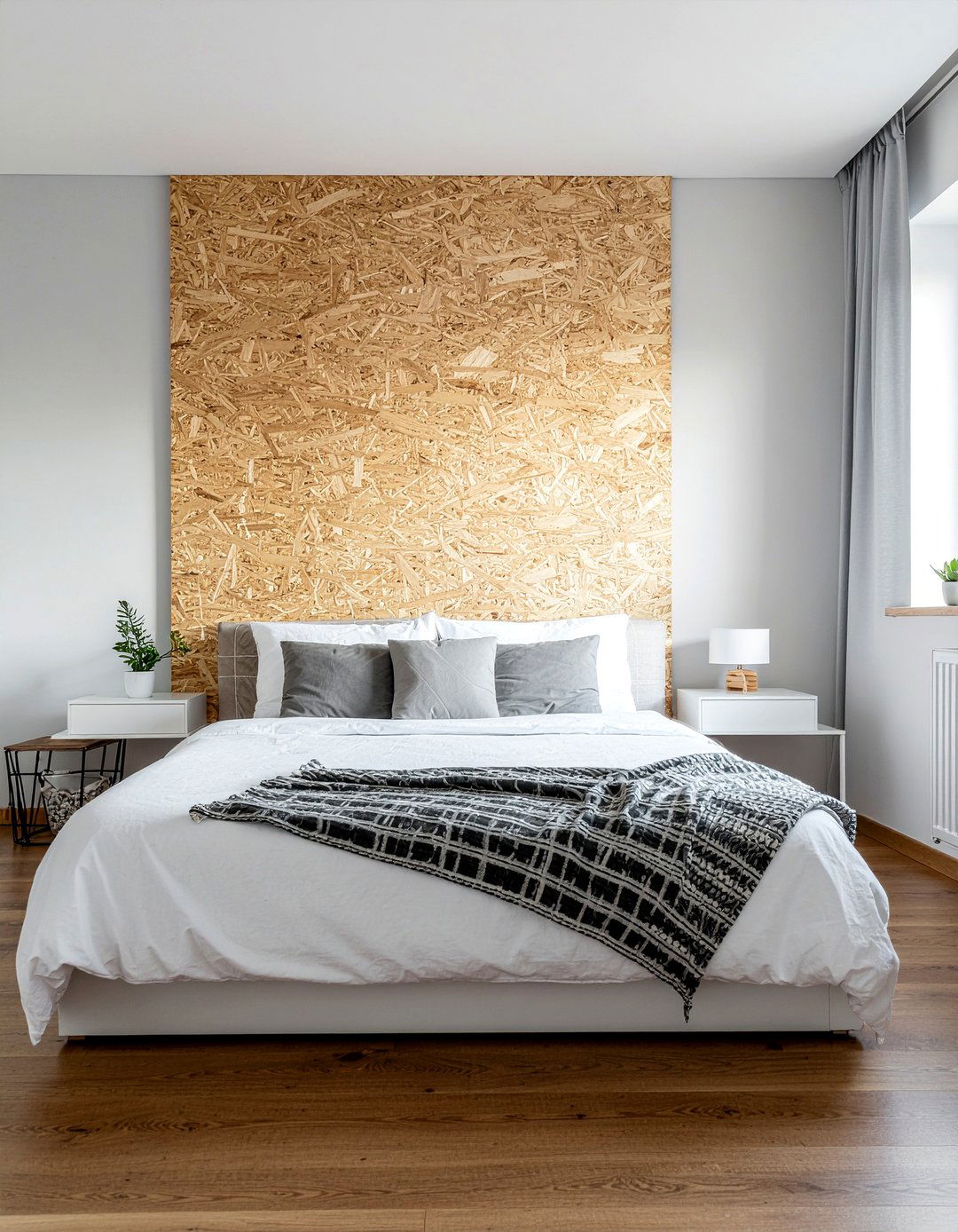 Plywood Headboard - 30 DIY bedroom ideas