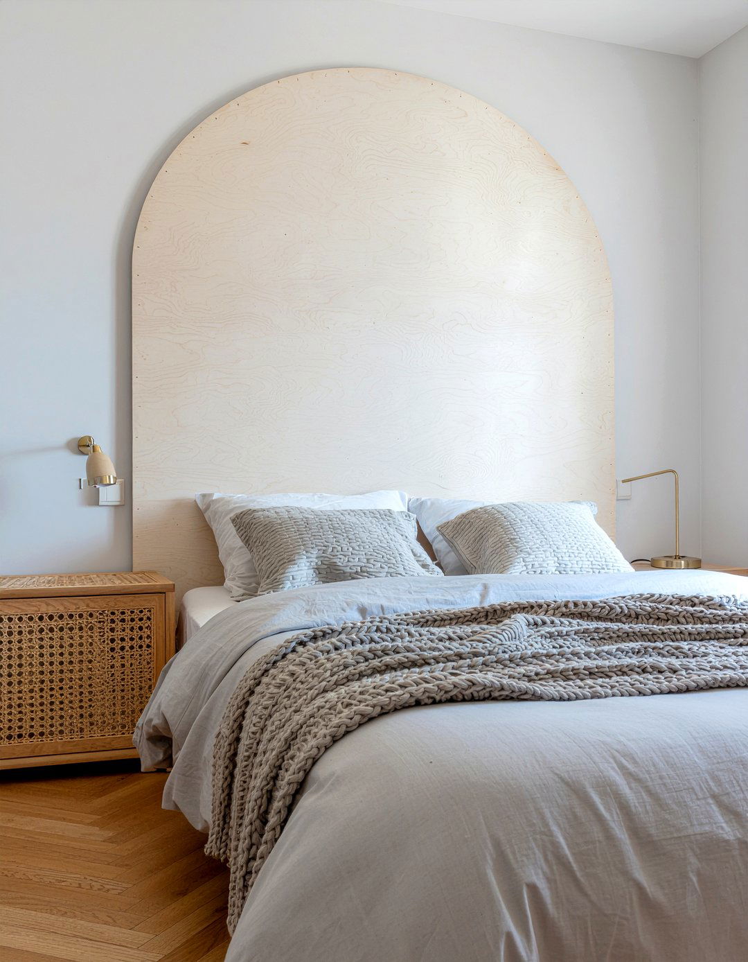 Plywood Headboard - 30 upcycled bedroom ideas