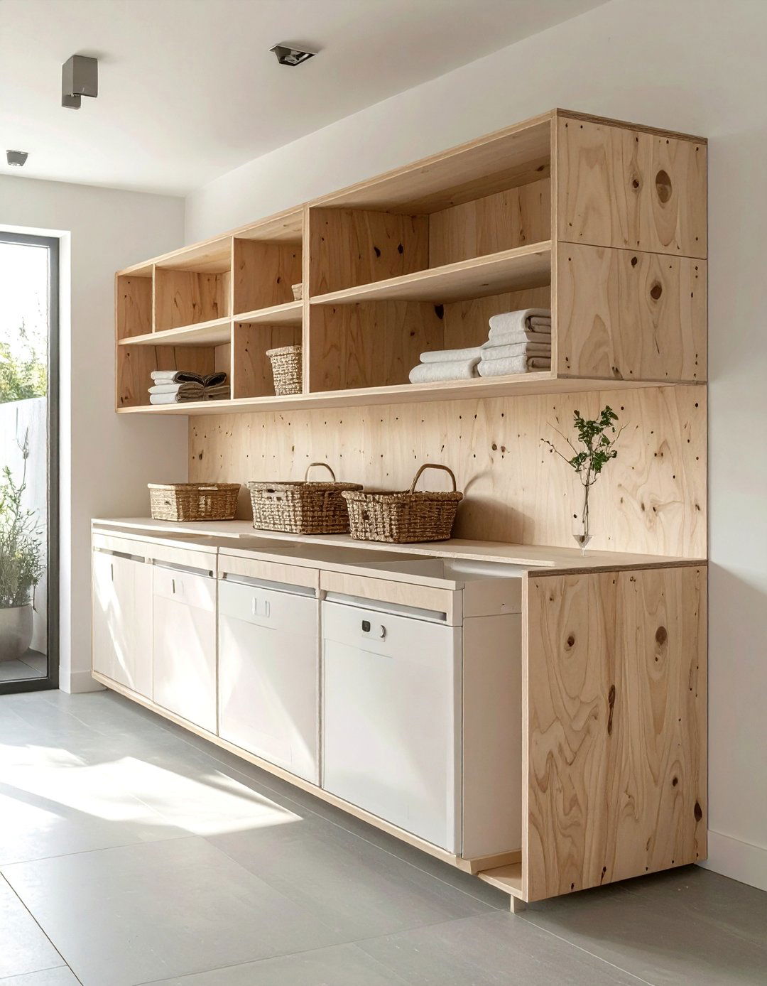 Plywood Laundry Shelving - 30 laundry room shelving ideas