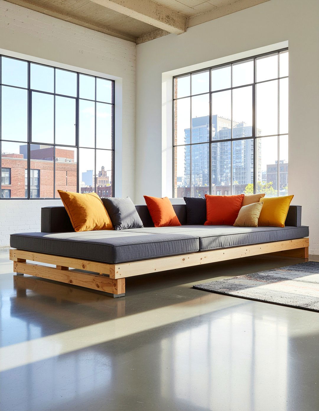 Plywood Platform Sofa - 30 cheap living room furniture ideas