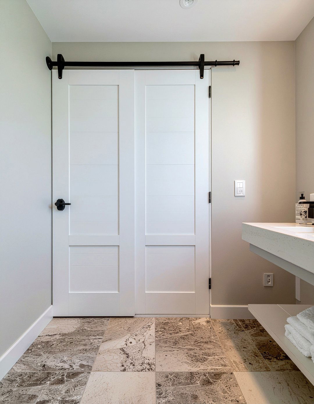 Pocket Door - 30 small bathroom maximization ideas