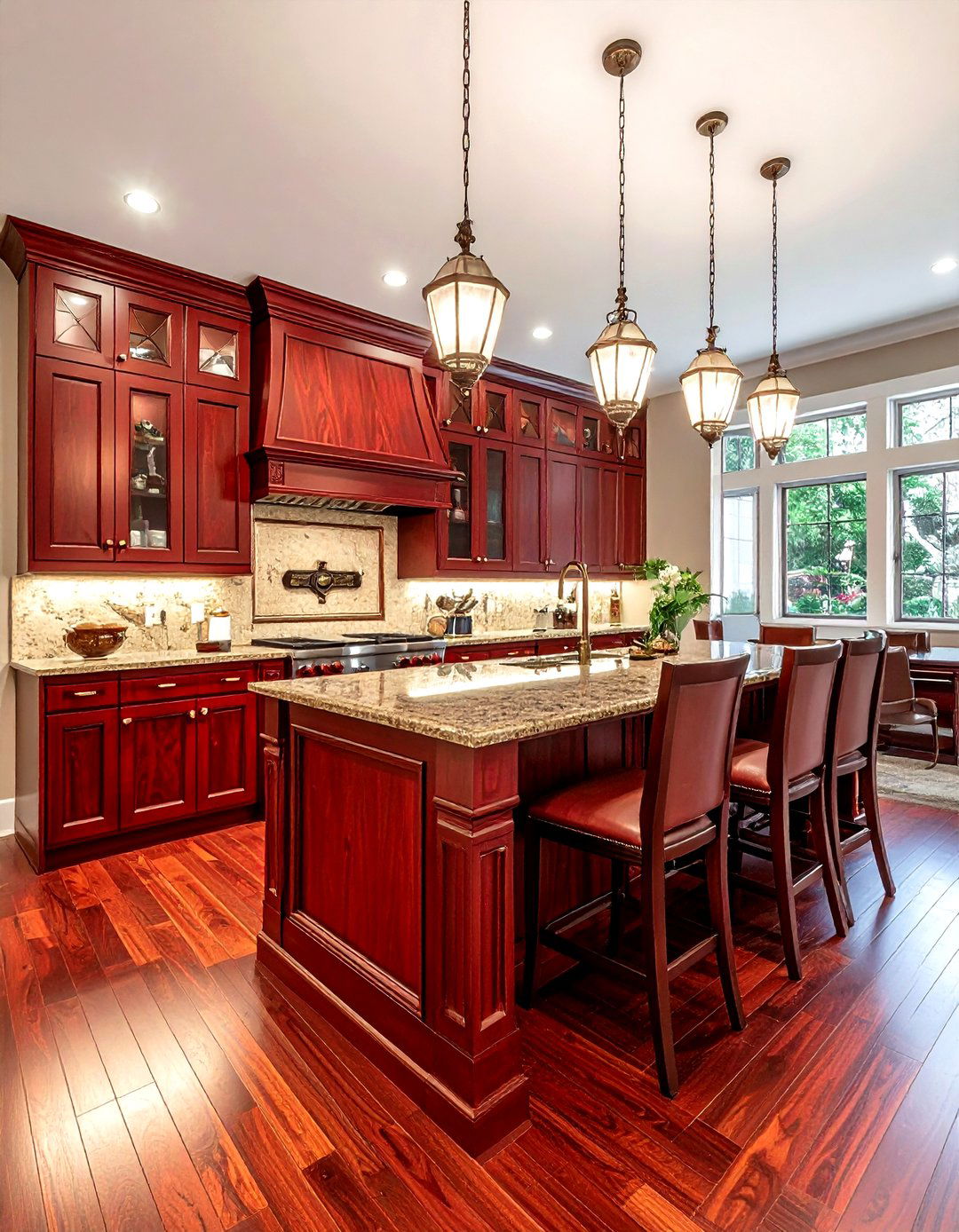 Polished Cherry Wood Wall - 30 kitchen wood wall ideas