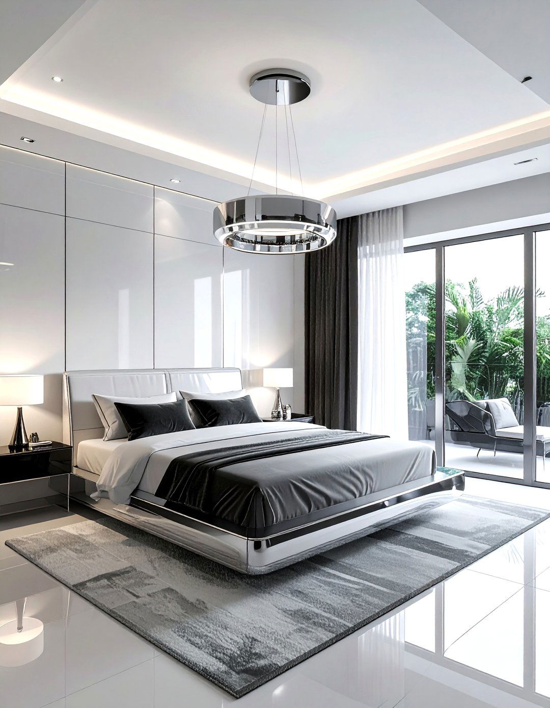 Polished Chrome Chandelier - 30 bedroom chandelier ideas