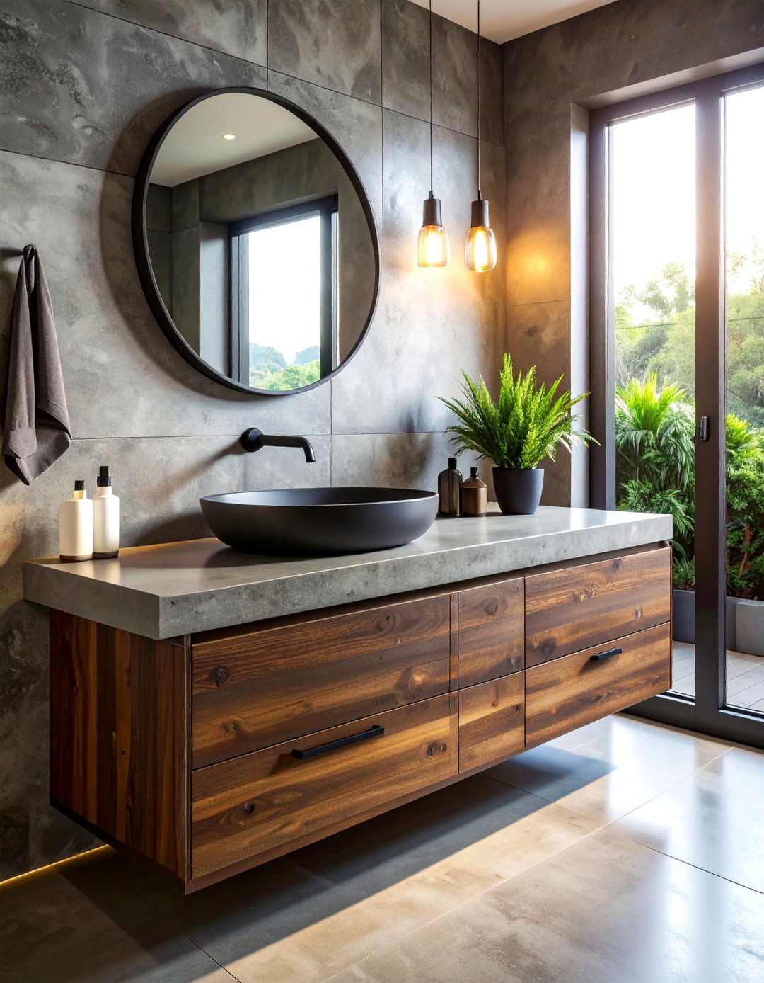 Polished Concrete Bathroom Countertop - 30 boys bathroom ideas