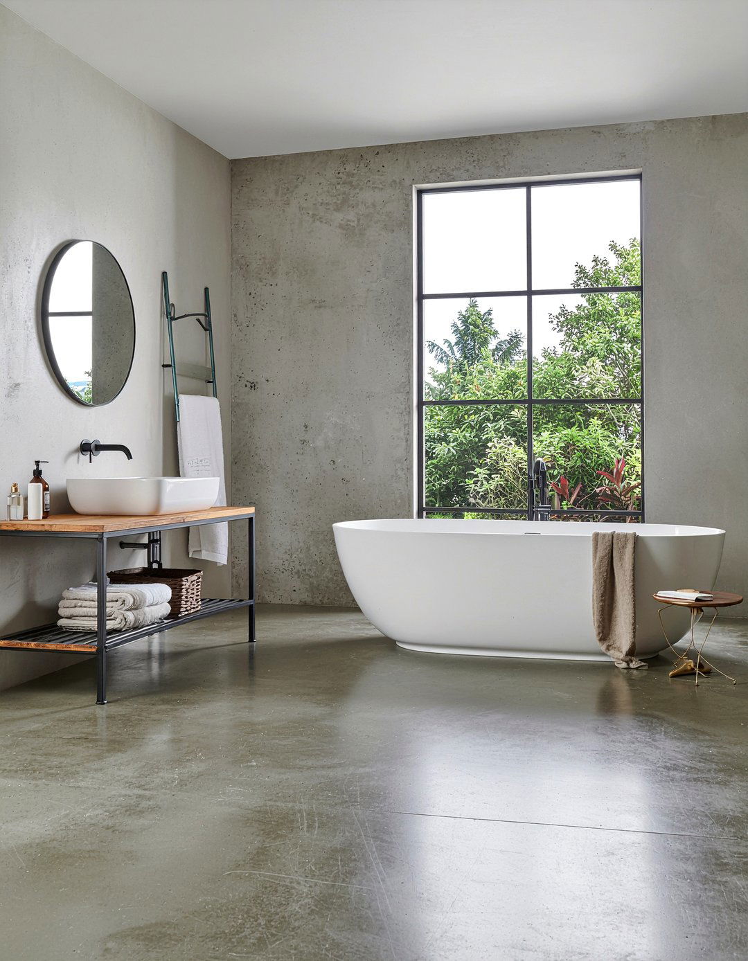Polished Concrete Bathroom Floor - 30 rustic modern bathroom ideas