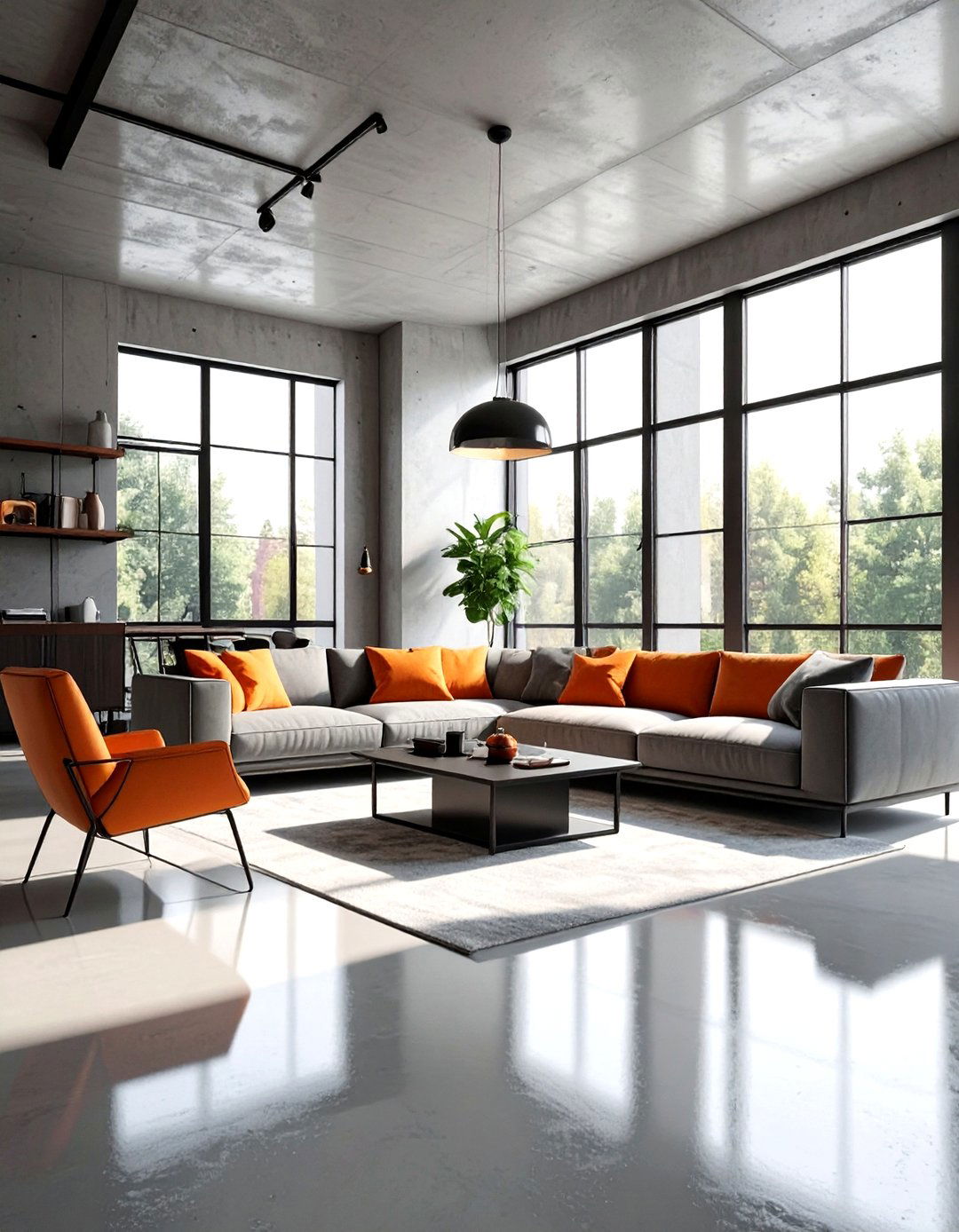 Polished Concrete Floor - 30 living room floor design ideas