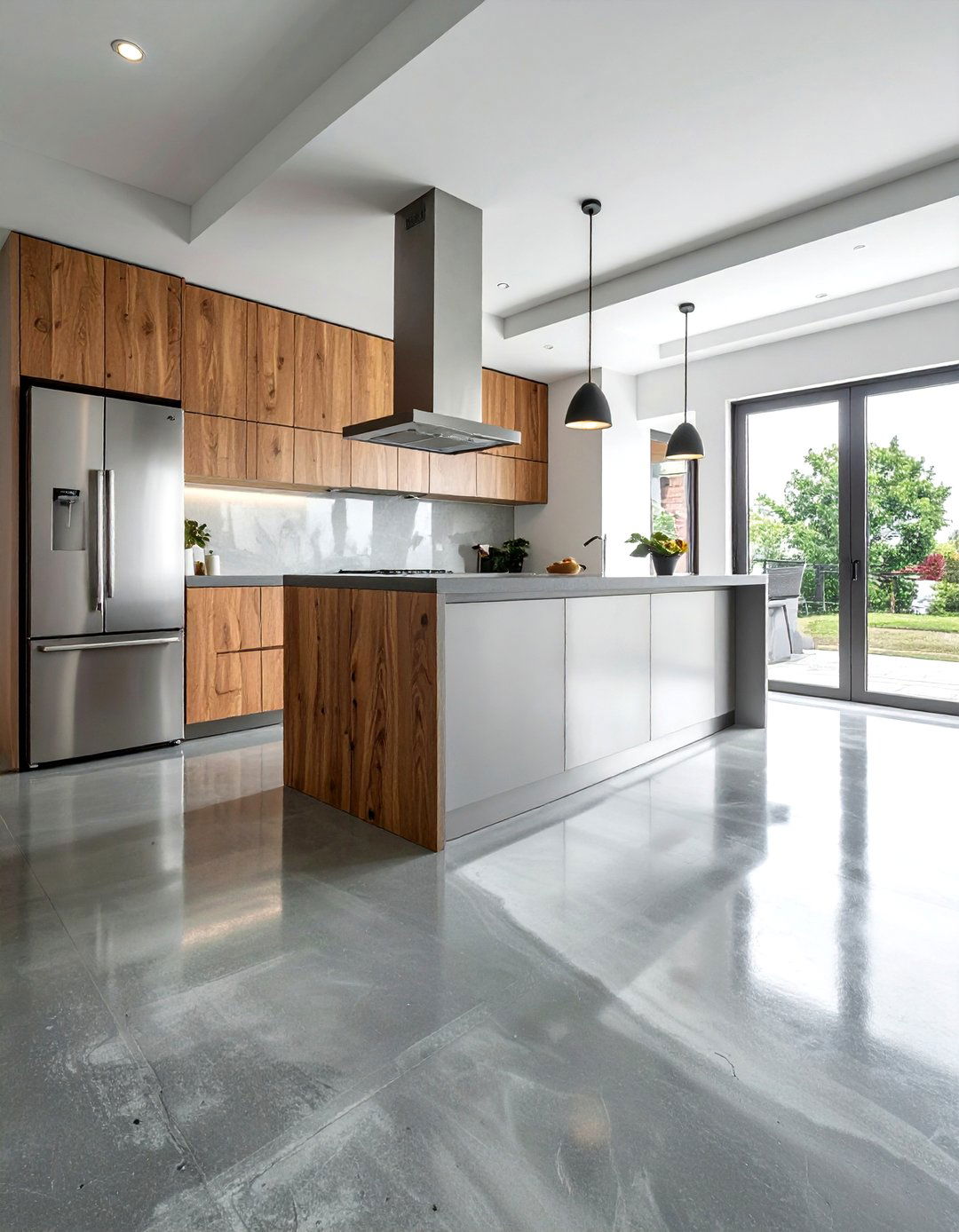 Polished Concrete Floor - 30 commercial style kitchen ideas