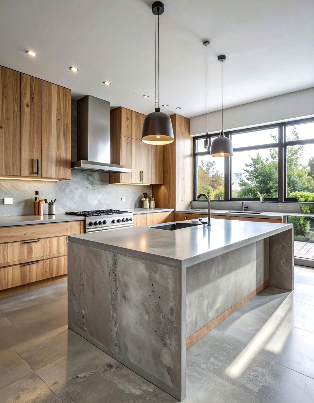 Polished Concrete Kitchen Countertop - 30 durable kitchen ideas