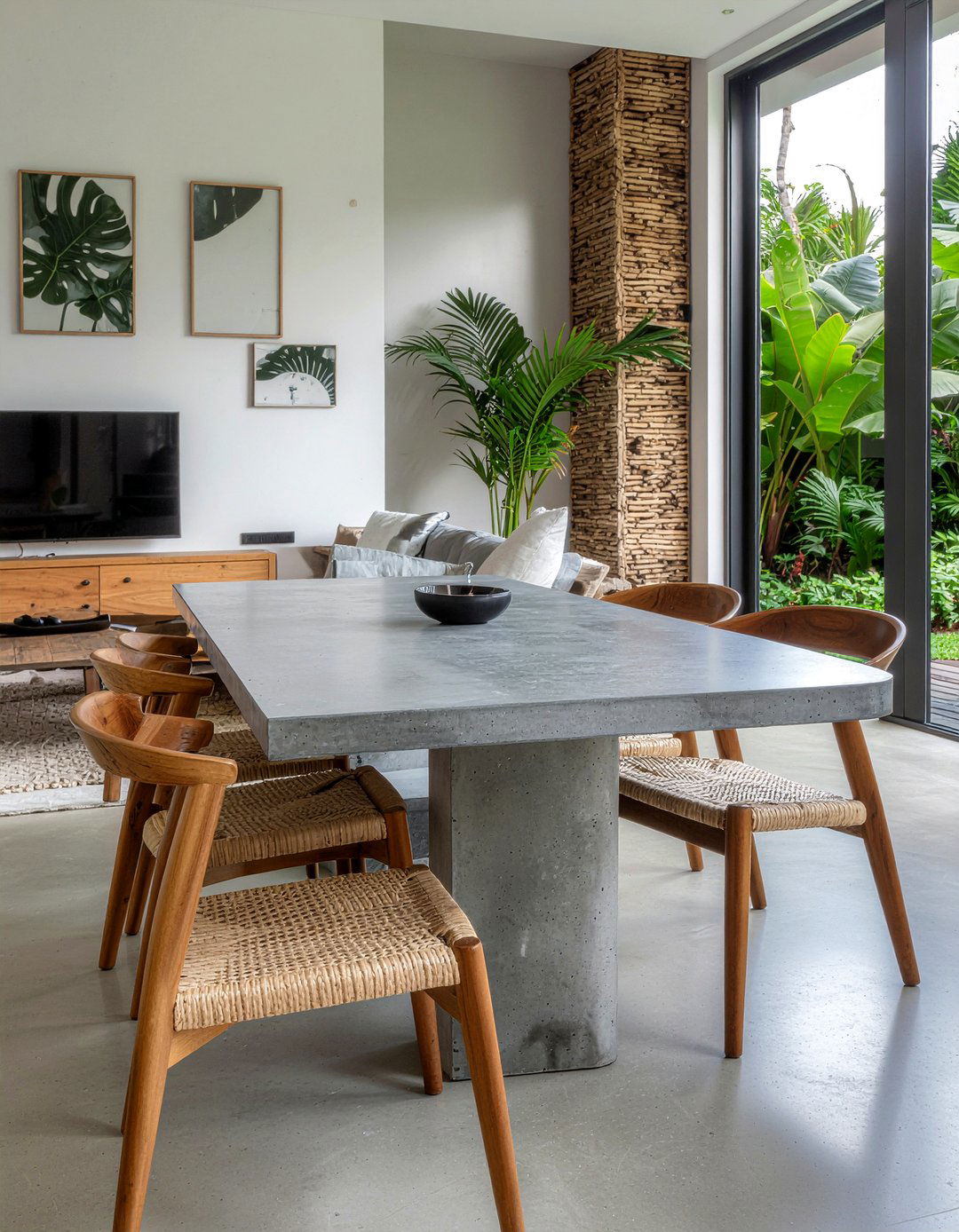 Polished Concrete Table - 30 Balinese dining room ideas