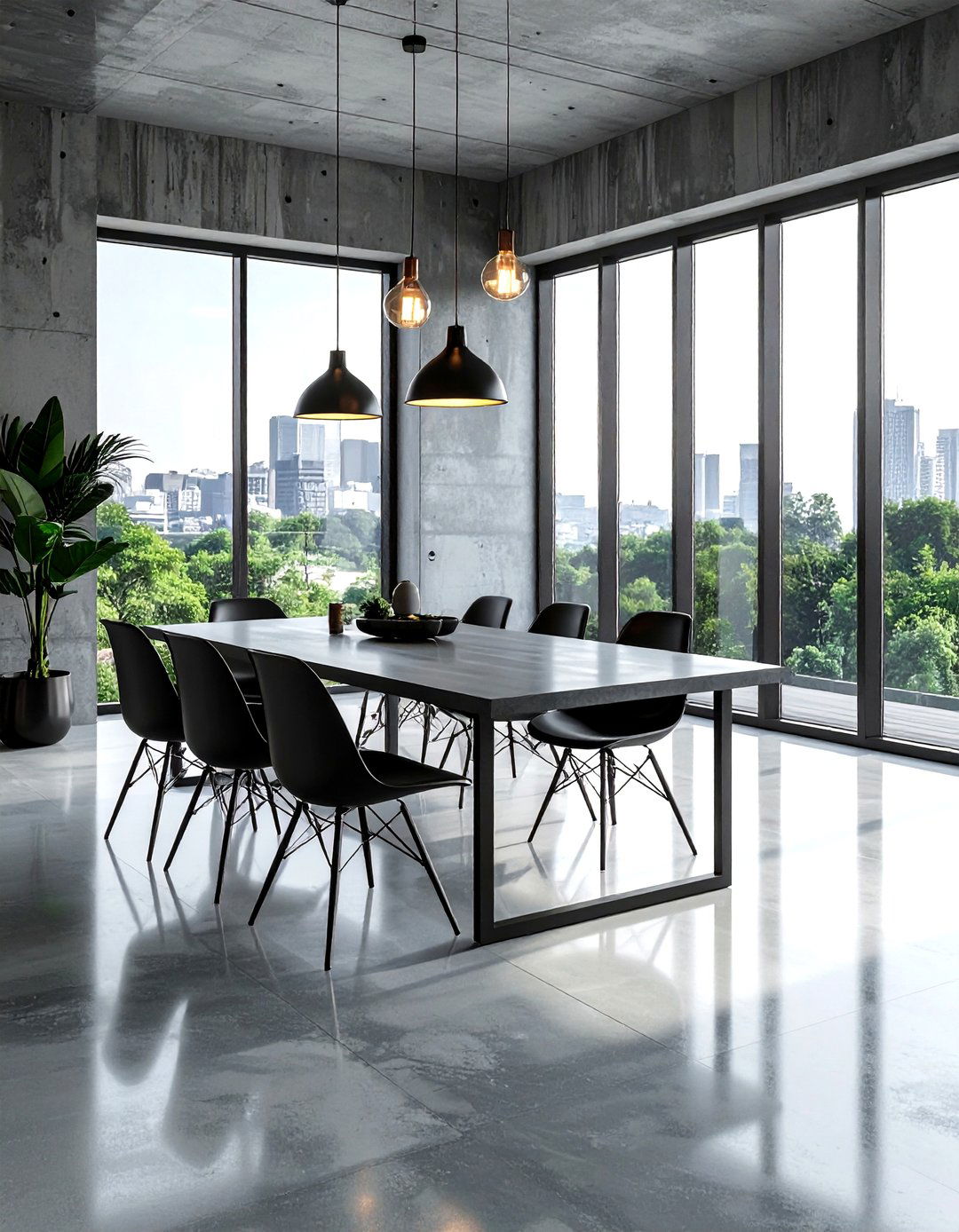 Polished Concrete - 30 dining room flooring ideas