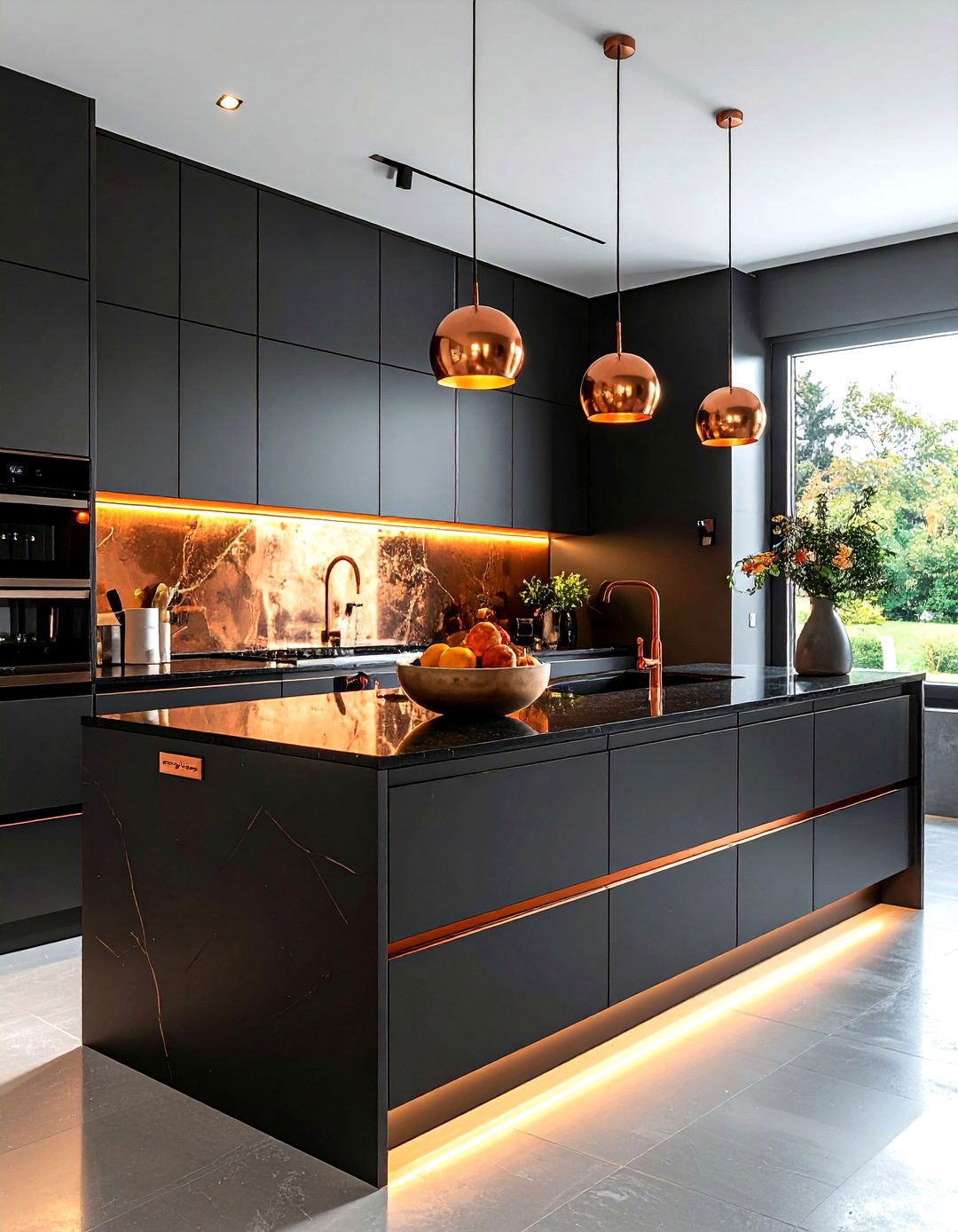 Polished Copper Bar Pulls - 30 copper kitchen hardware ideas