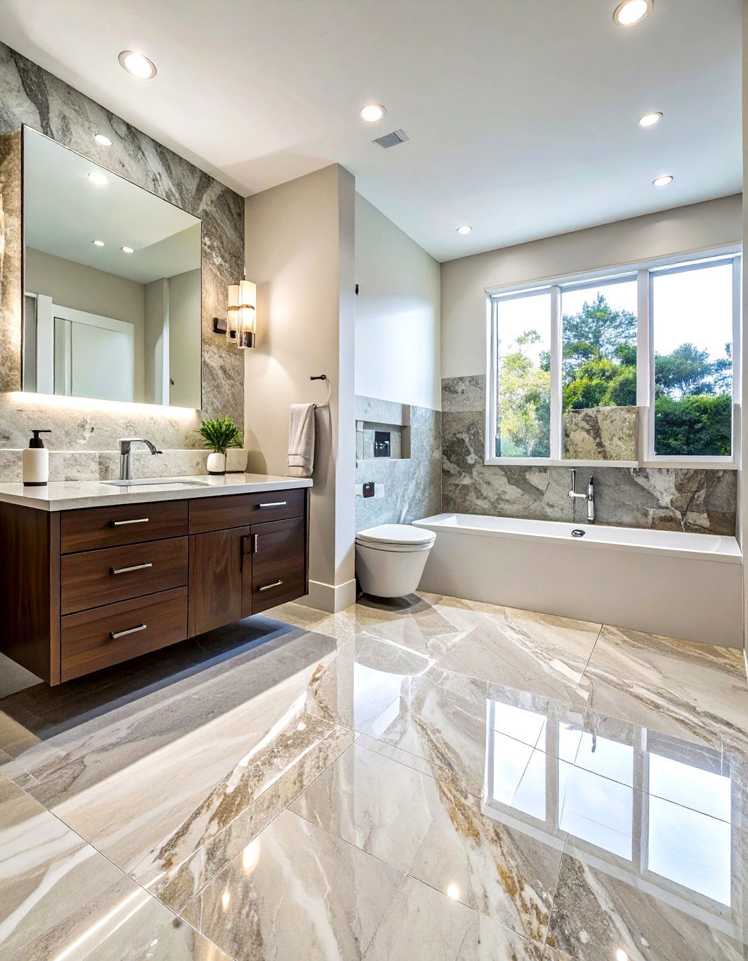 Polished Granite Bathroom - 30 natural stone bathroom ideas