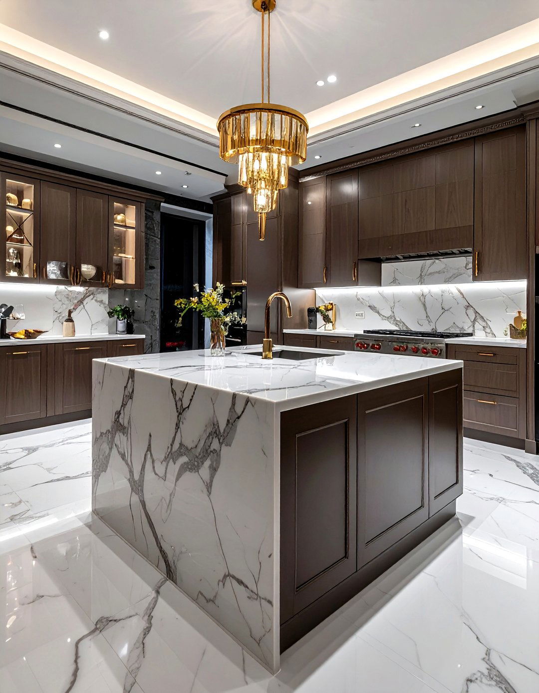 Polished Marble Countertop - 30 veined countertop kitchen ideas