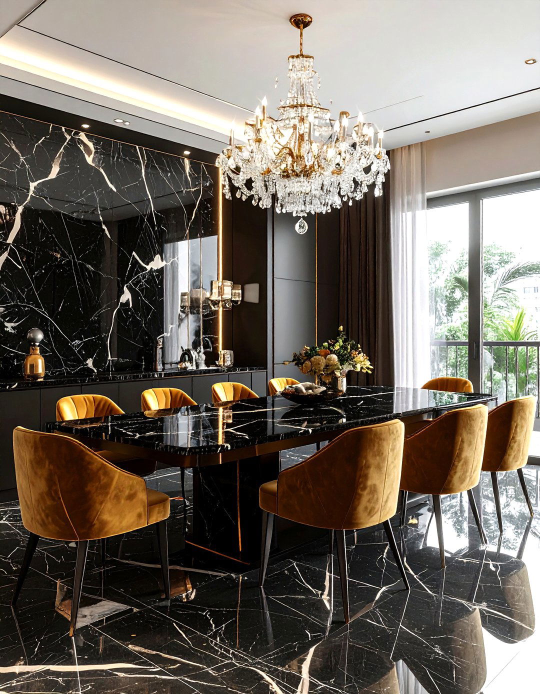 Polished Marble Tile - 30 dining room tile ideas