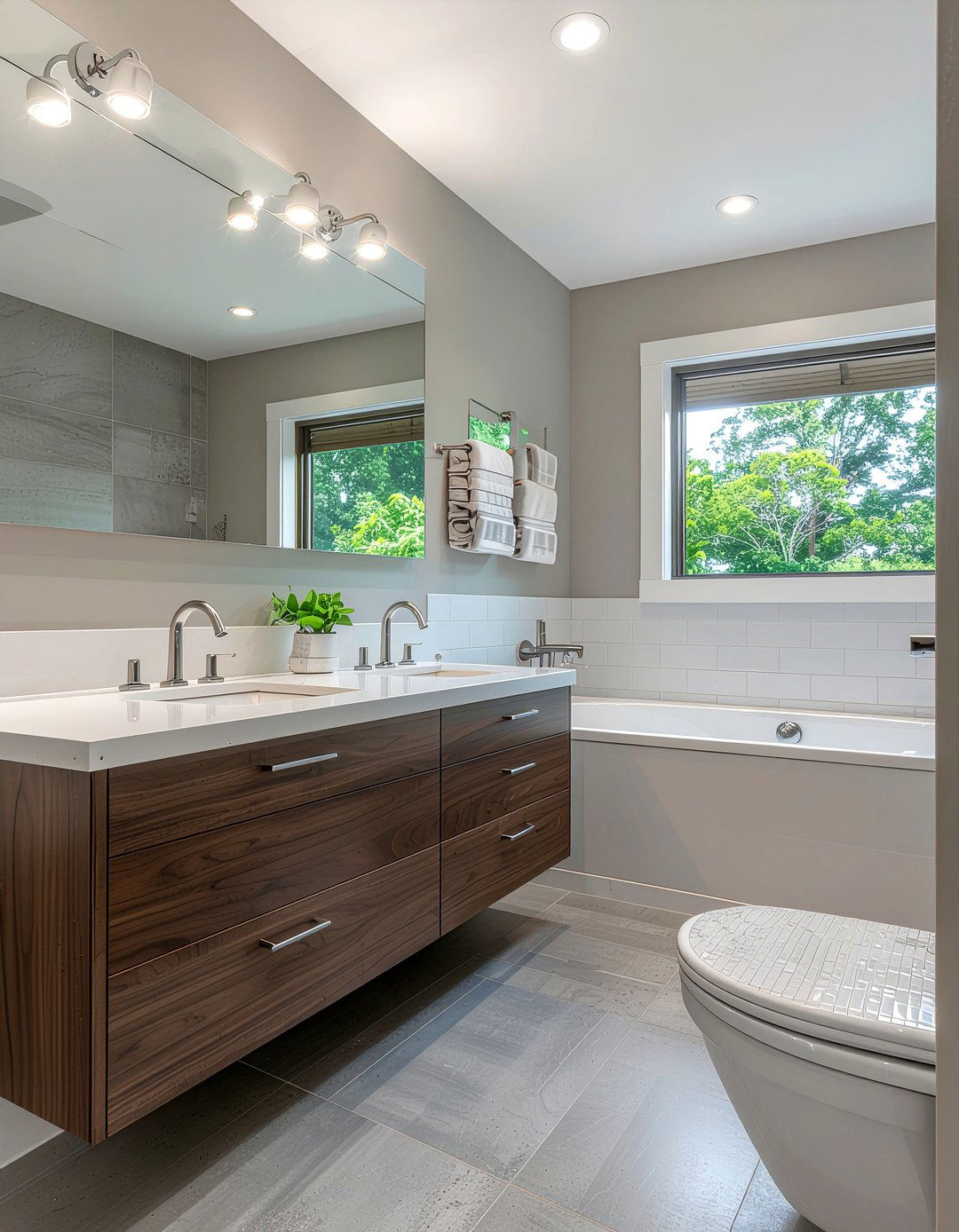 Polished Nickel And Walnut Wood - 30 bathroom finish mixing ideas