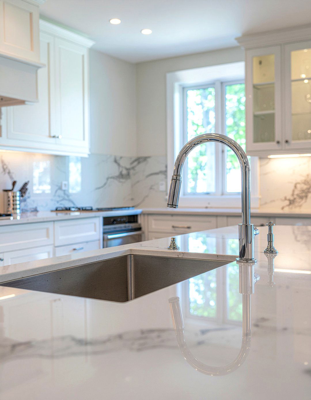 Polished Nickel Bridge Faucet - 30 bridge kitchen faucet ideas