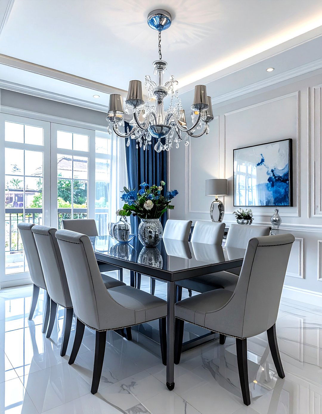 Polished Nickel Chandelier - 30 dining room lighting design