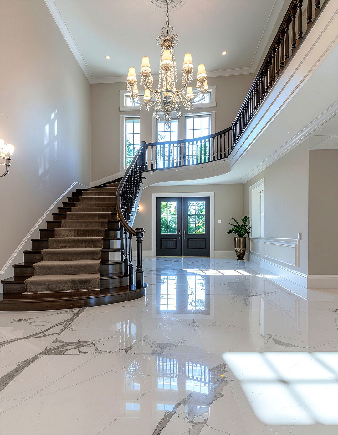 Polished Nickel Foyer Chandelier - 30 entryway lighting ideas