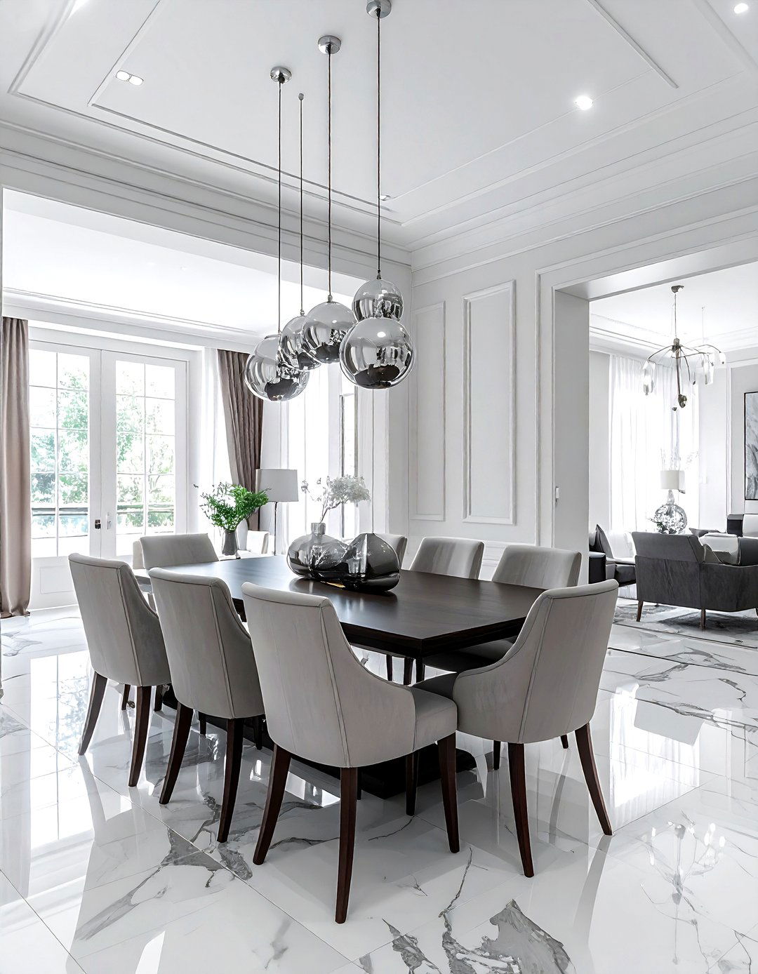 Polished Nickel Hanging Light - 30 cluster pendant dining room ideas