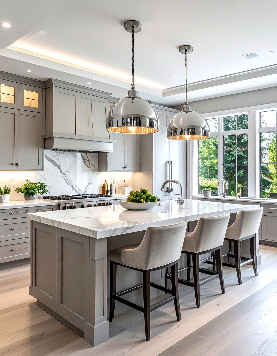 Polished Nickel Light - 30 pendant light kitchen island ideas