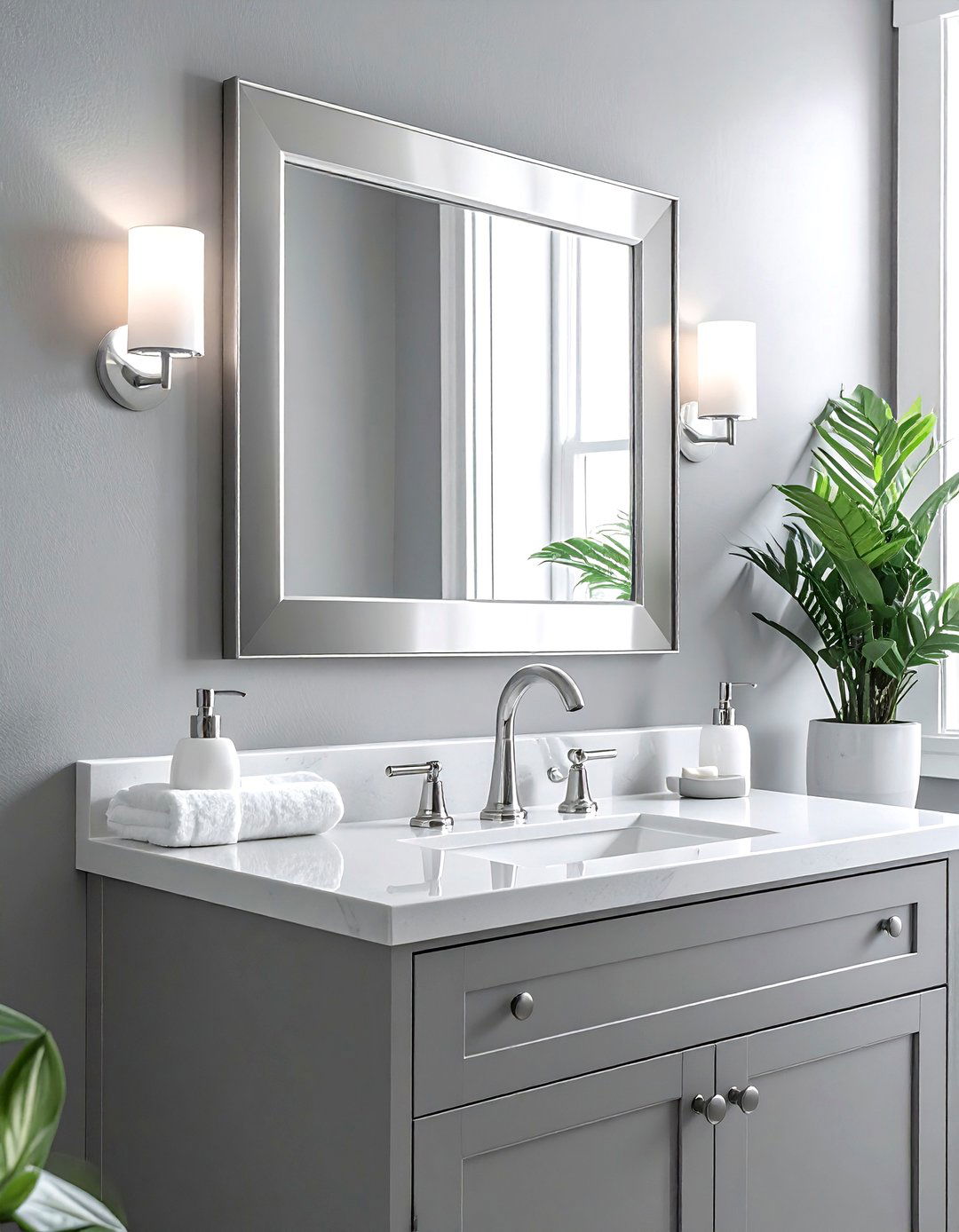Polished Nickel Mirror Gray Bathroom - 30 polished nickel bathroom ideas