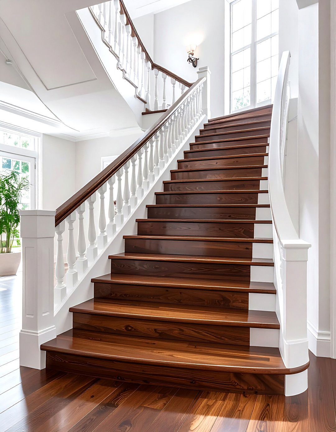 Polished Wood Staircase - 30 natural wood decor ideas