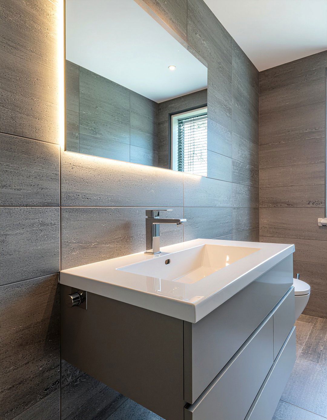 Polished chrome and matte tile - 30 bathroom material mixing ideas