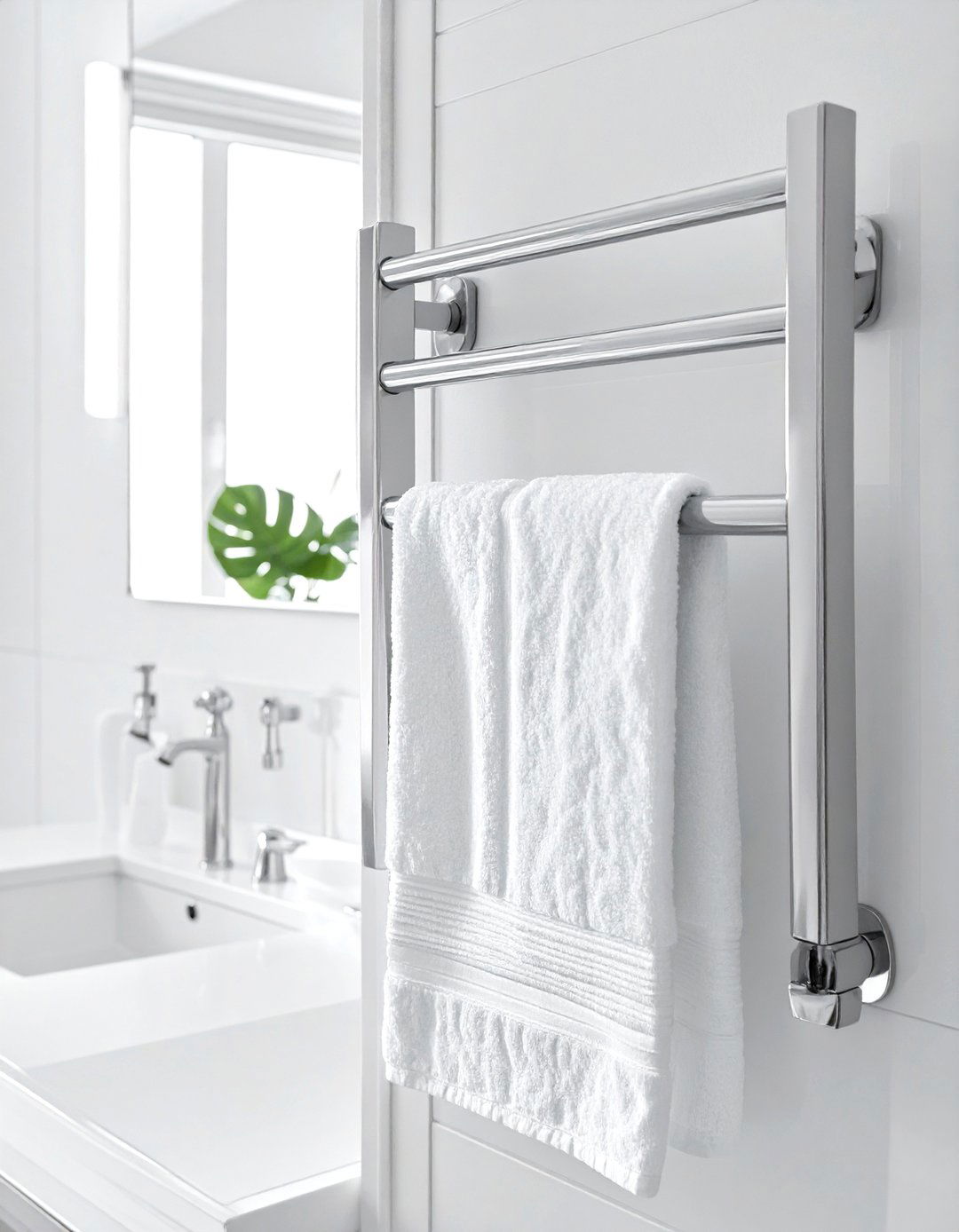 Polished chrome towel warmer - 30 towel warmer ideas