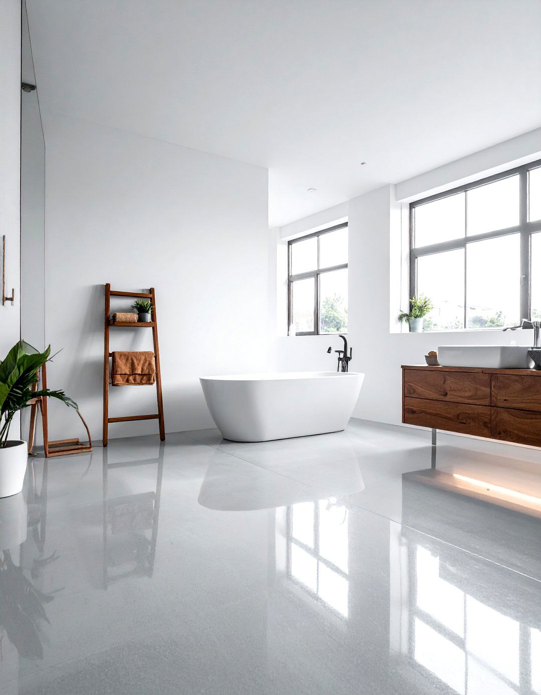 Polished concrete bathroom floor - 30 bright bathroom ideas