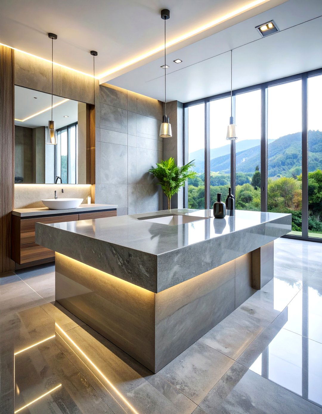 Polished concrete bathroom top - 30 concrete countertop bathroom ideas