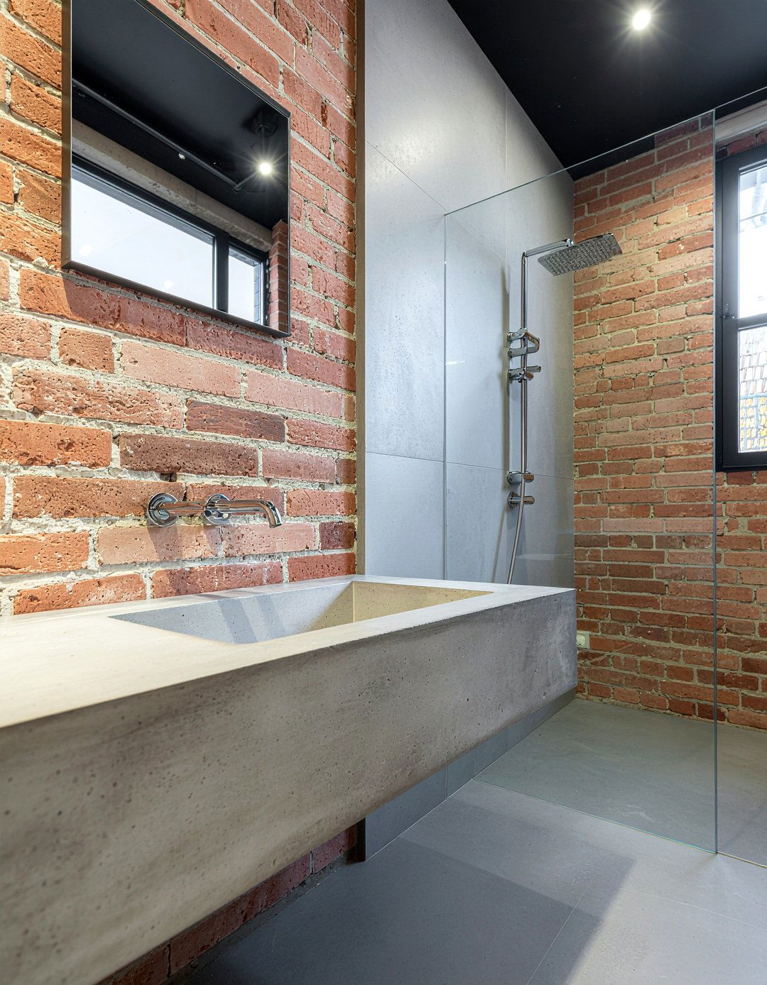 Polished concrete bathroom vanity - 30 bathroom countertop ideas