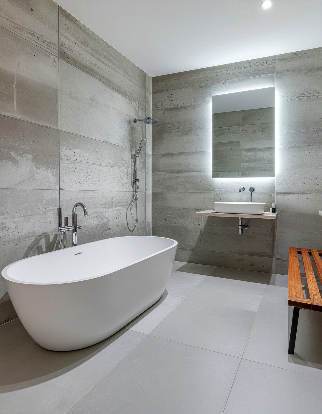 Polished concrete bathroom walls - 30 bathroom textured wall ideas