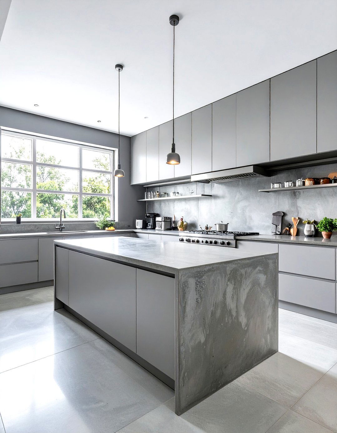 Polished concrete countertop - 30 kitchen countertop ideas