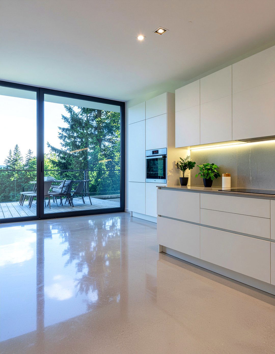 Polished concrete floor - 30 industrial kitchen ideas