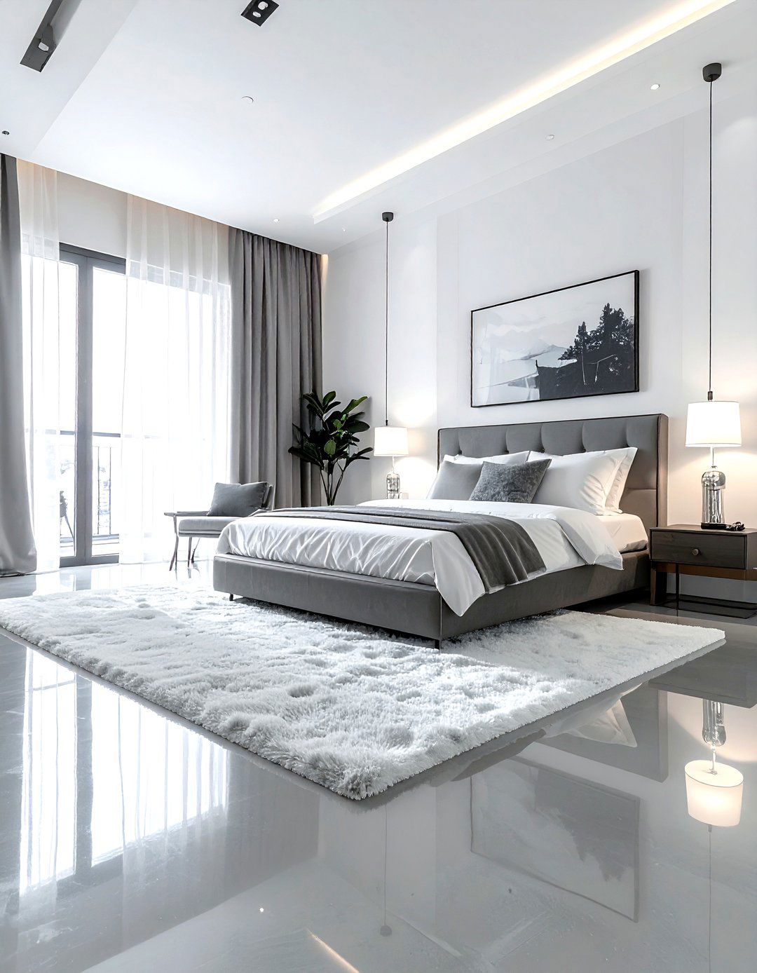 Polished concrete floor white bedroom - 30 industrial white bedroom ideas