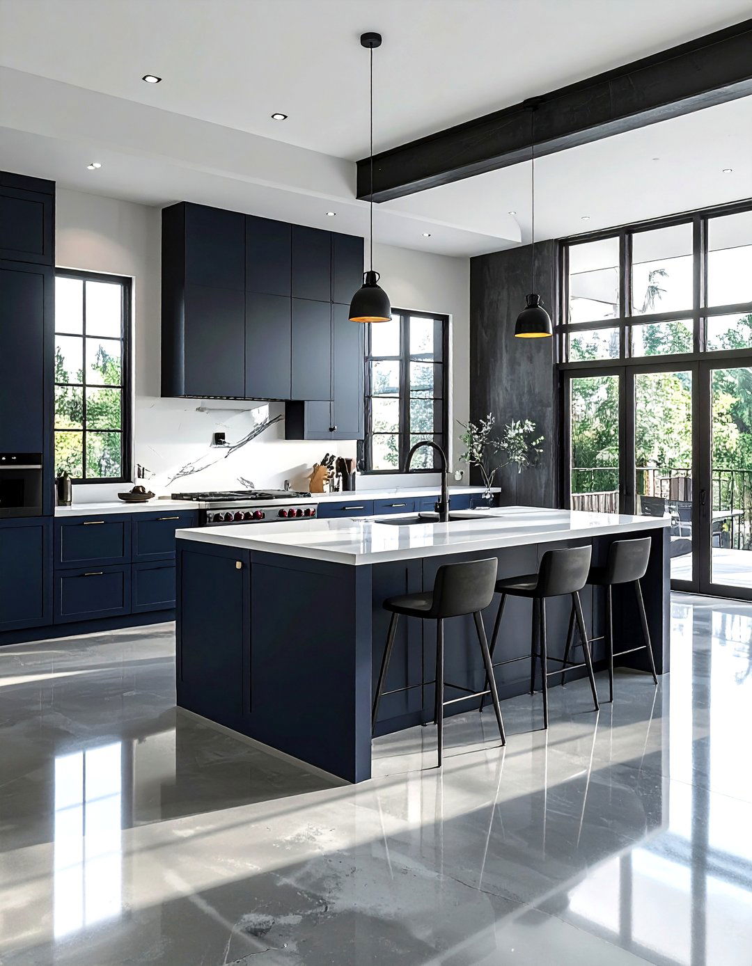 Polished concrete kitchen floor - 30 urban industrial kitchen ideas