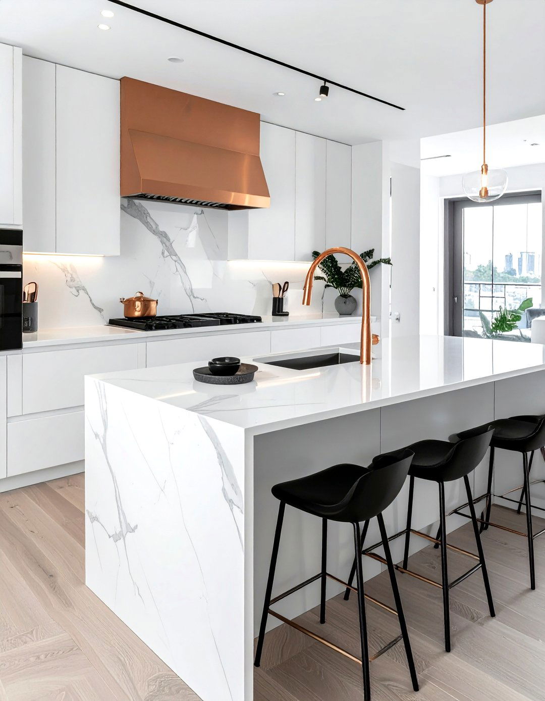 Polished copper gooseneck faucet - 30 copper kitchen faucet ideas