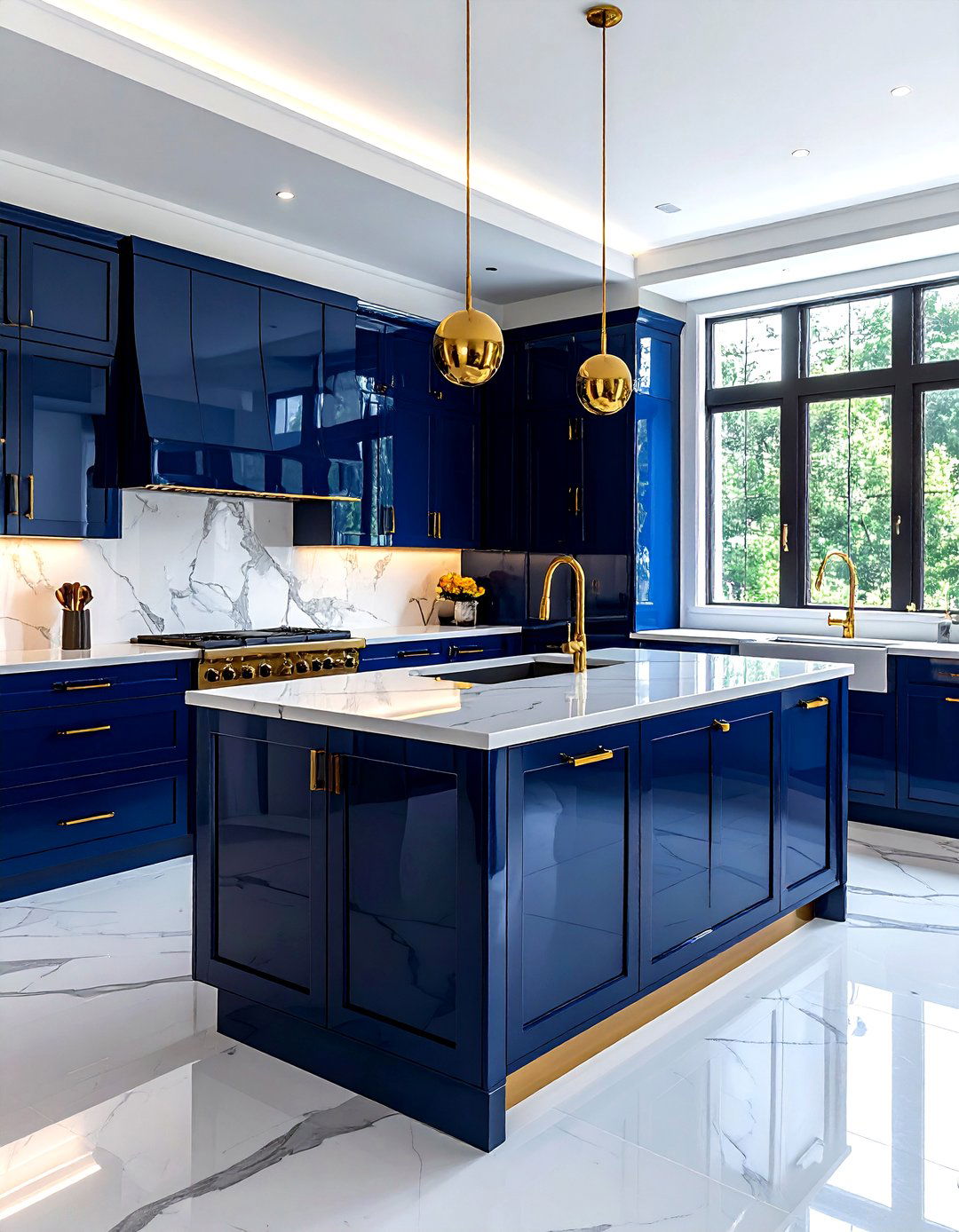 Polished lacquer kitchen - 30 Hollywood regency kitchen ideas