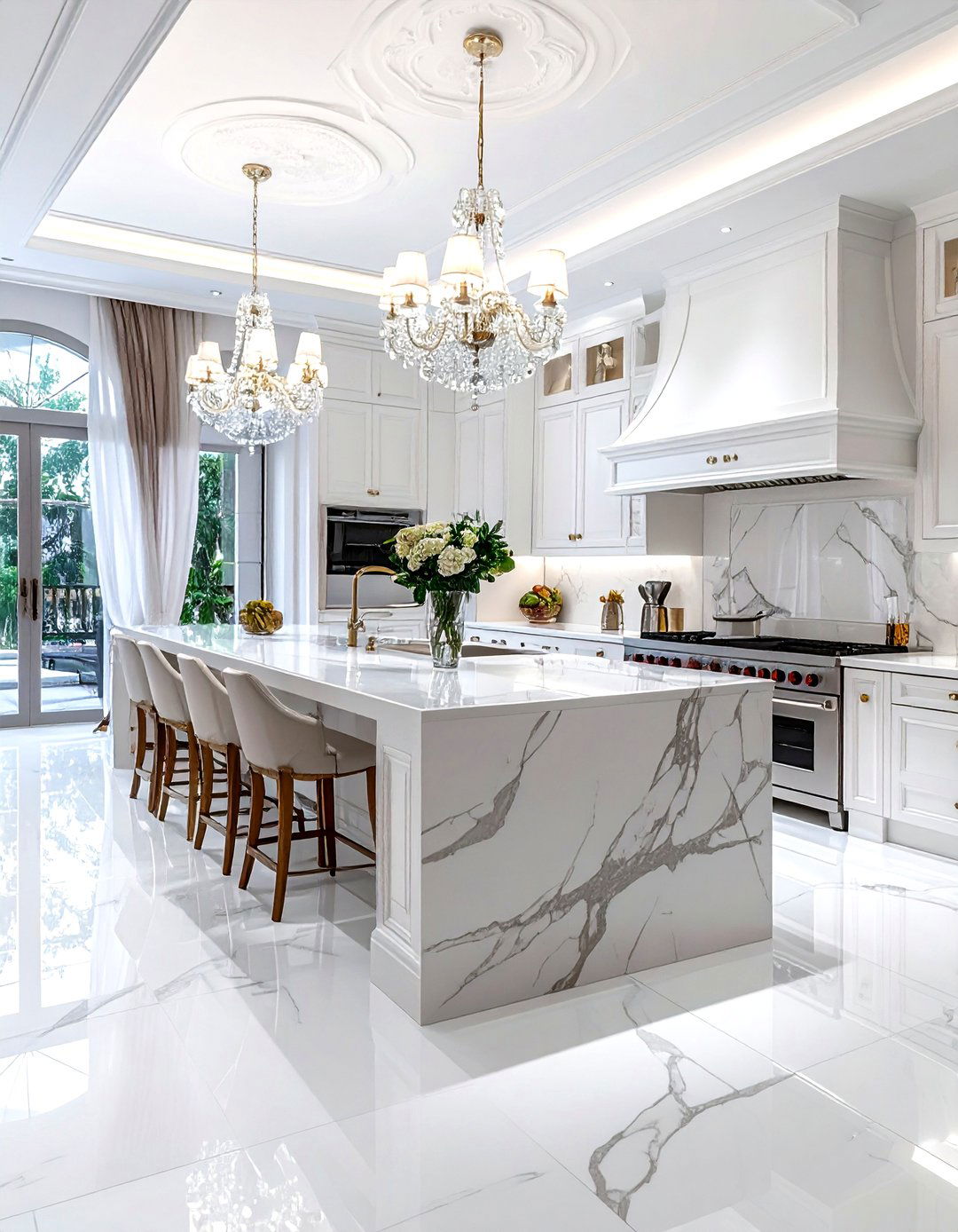 Polished marble surfaces - 30 marble kitchen ideas