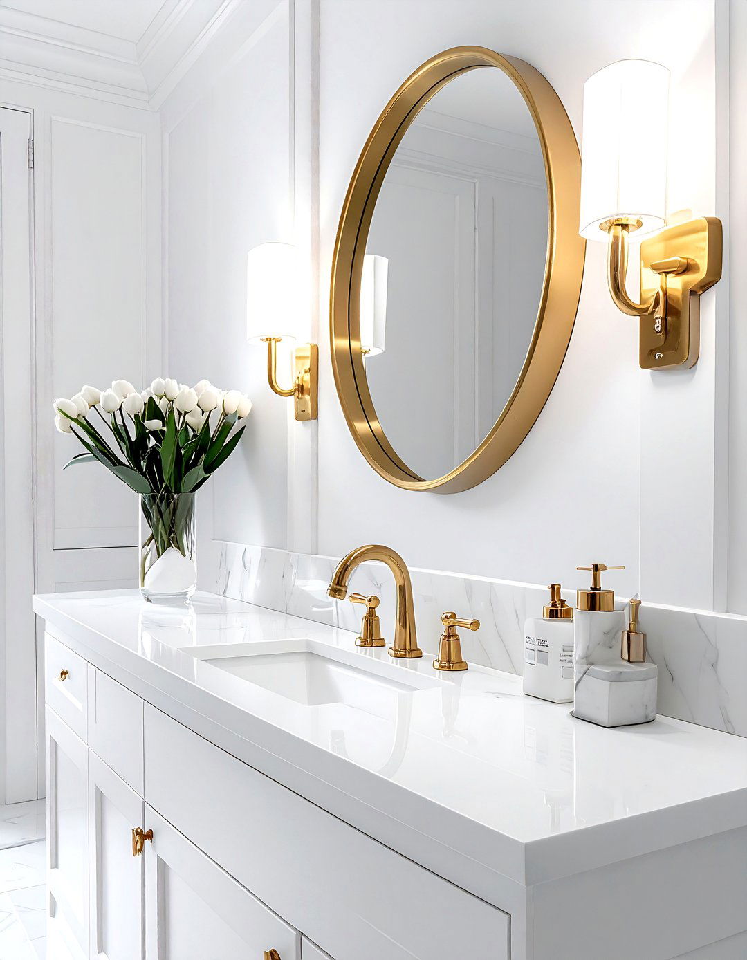 Polished nickel gold vanity - 30 mixed metal decor ideas