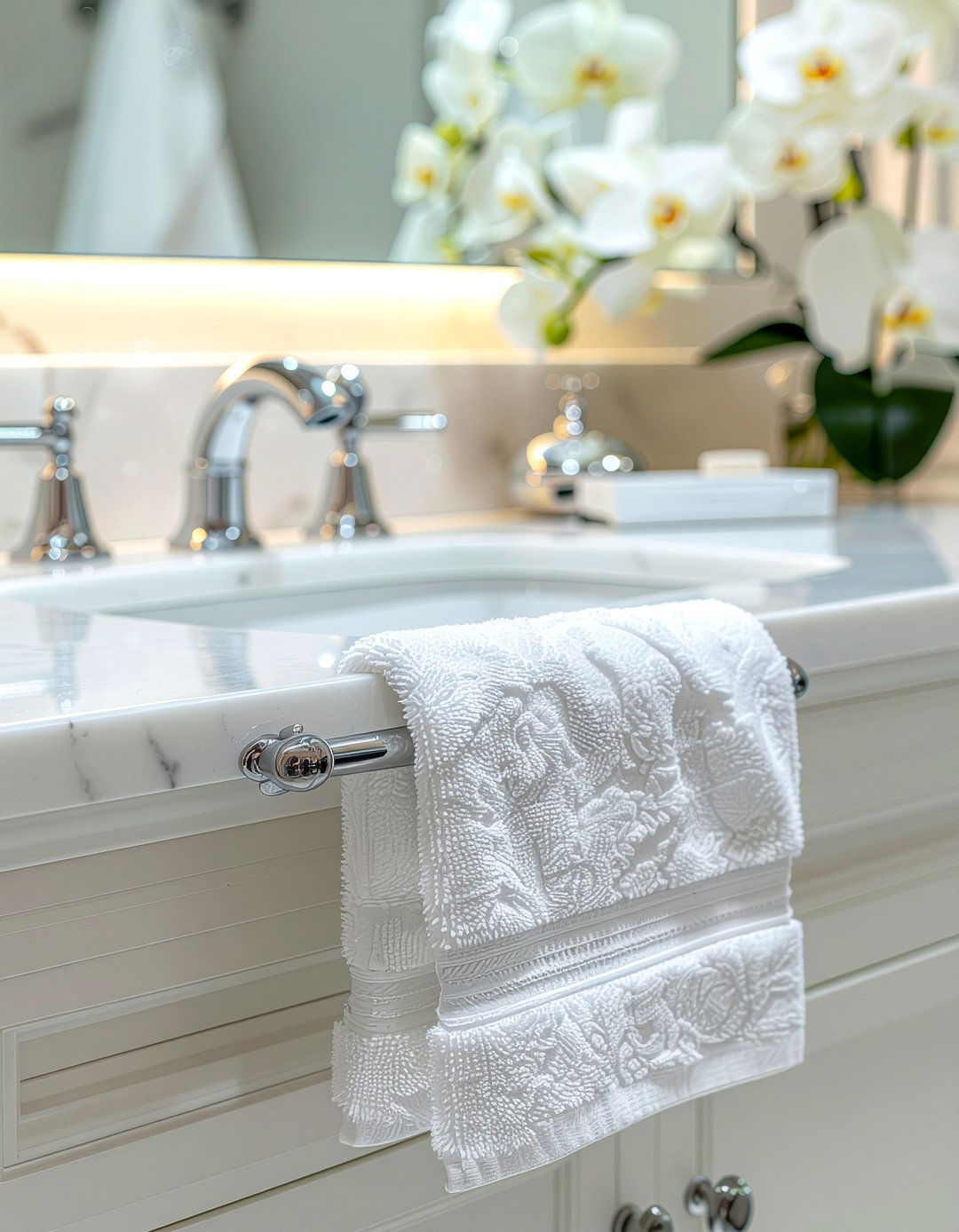 Polished nickel towel ring - 30 bathroom towel ring ideas