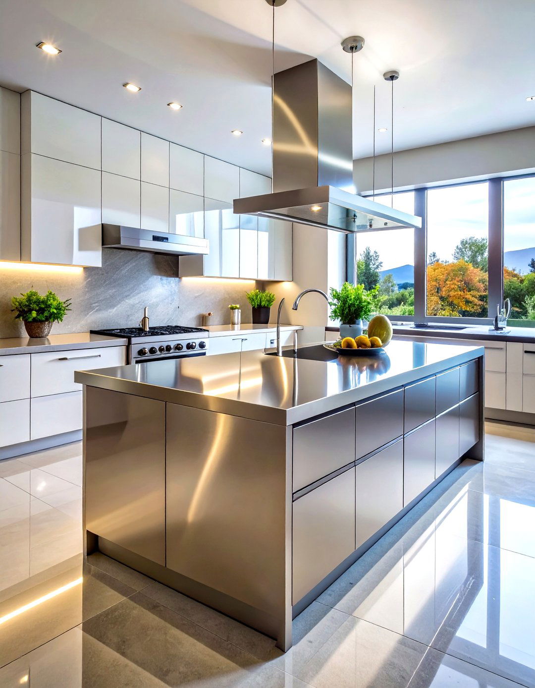 Polished stainless steel countertop - 30 stainless steel countertop kitchen ideas