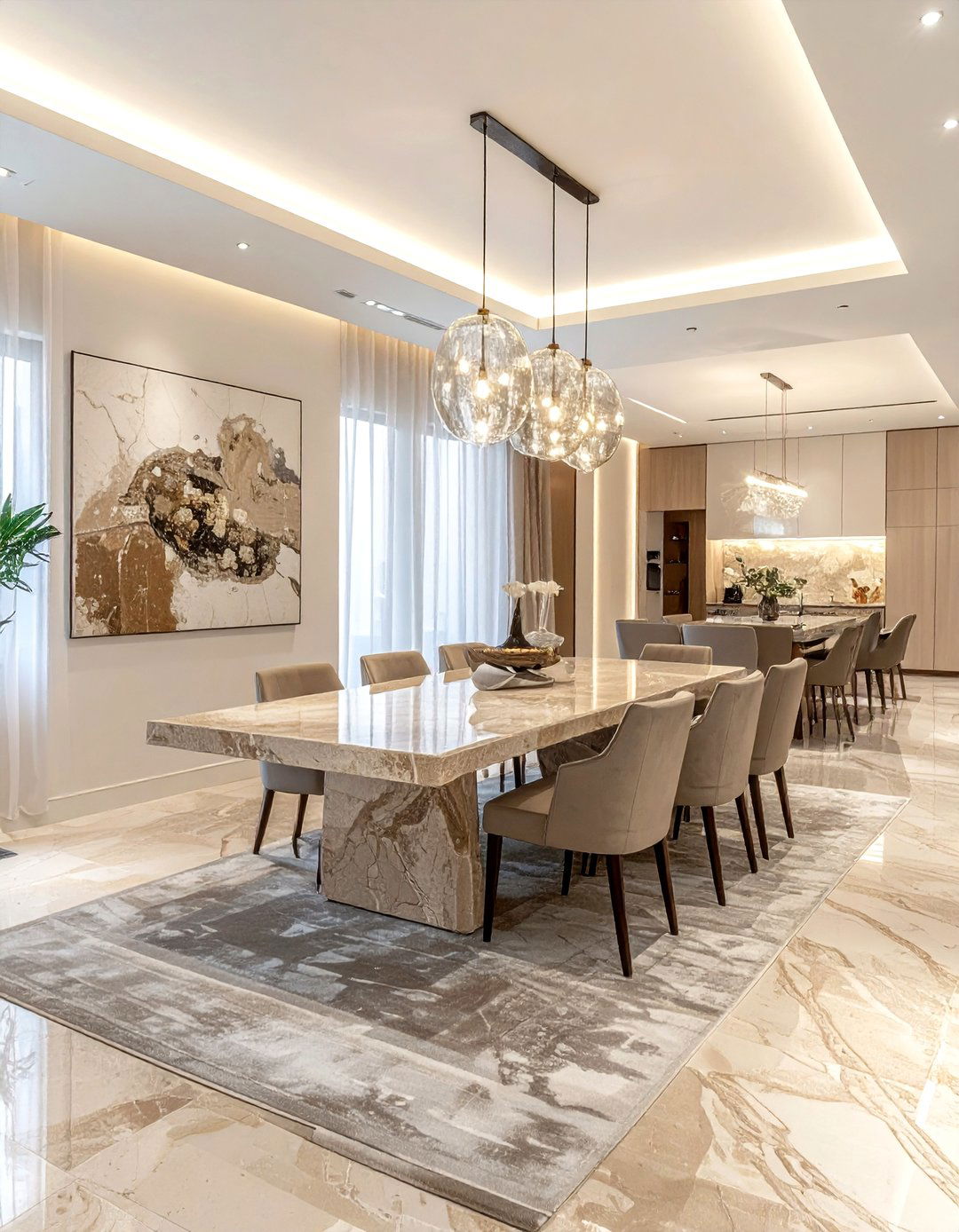 Polished stone dining room - 30 palatial dining room ideas