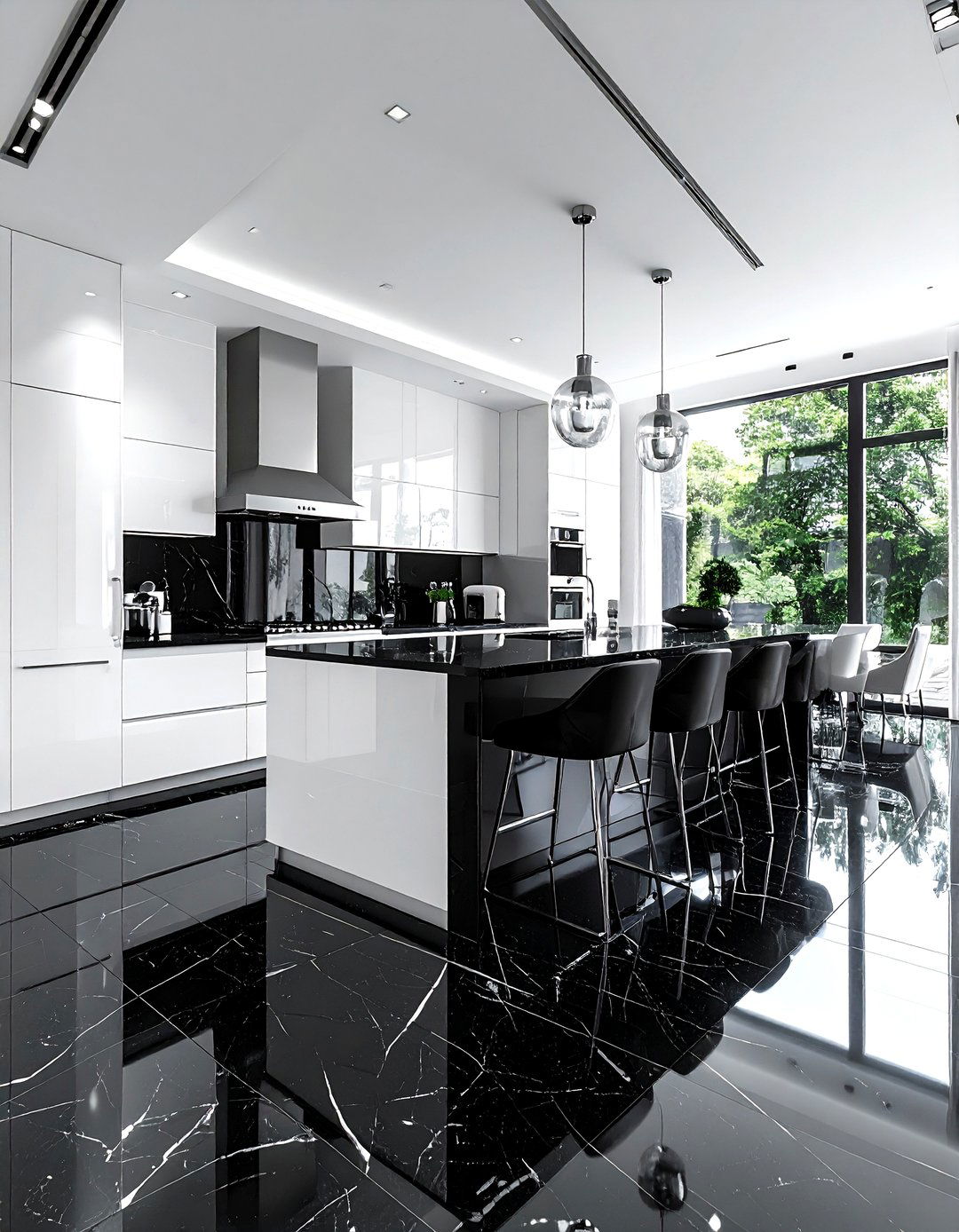 Polished stone kitchen - 30 natural stone floor kitchen ideas