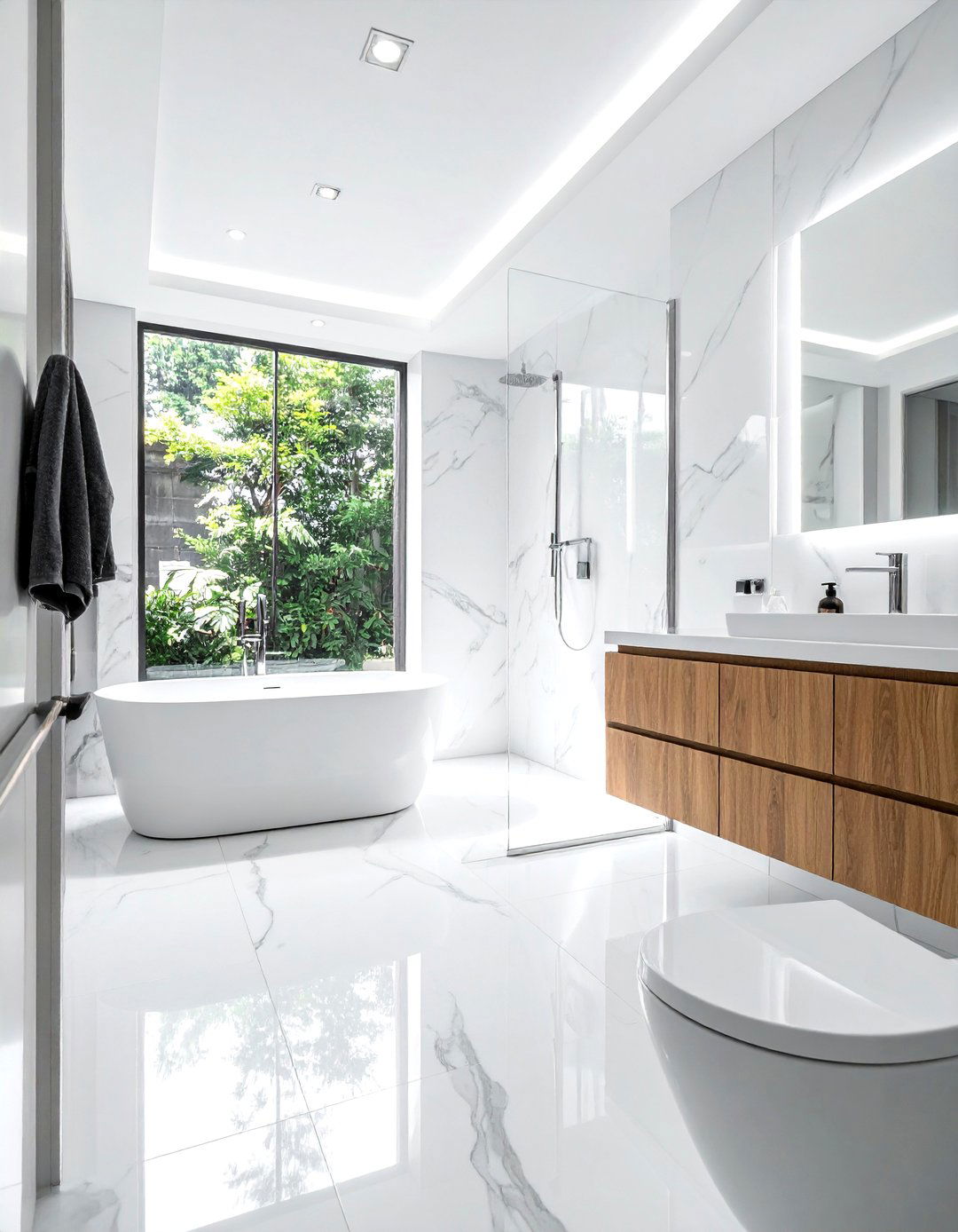 Polished white marble bathroom - 30 white marble bathroom ideas