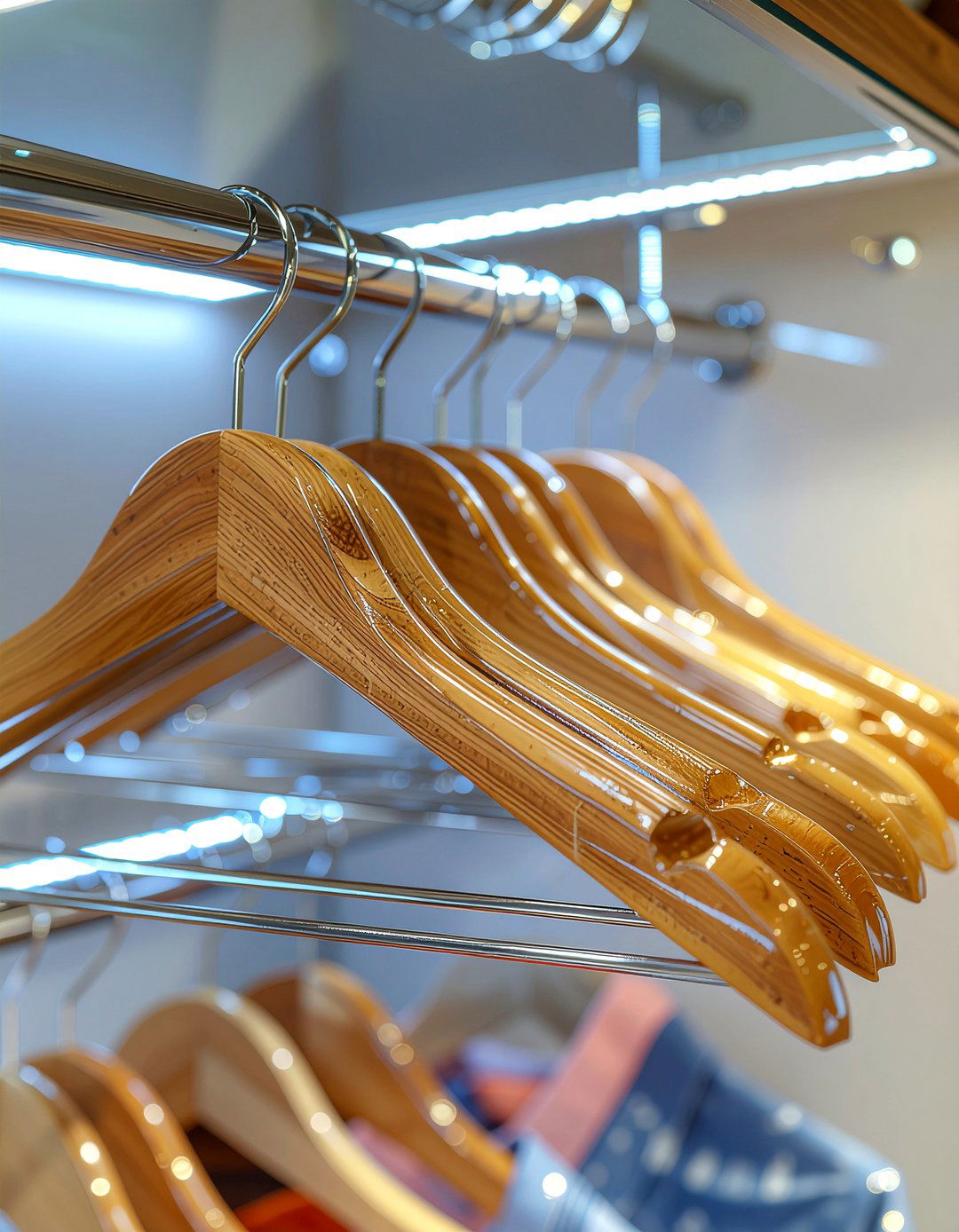 Polished wooden hangers - 30 bedroom wooden hangers