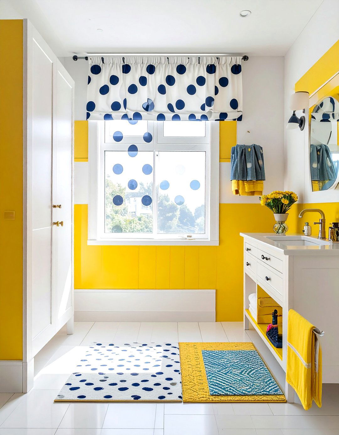 Polka Dot Valance - 30 bathroom valance ideas
