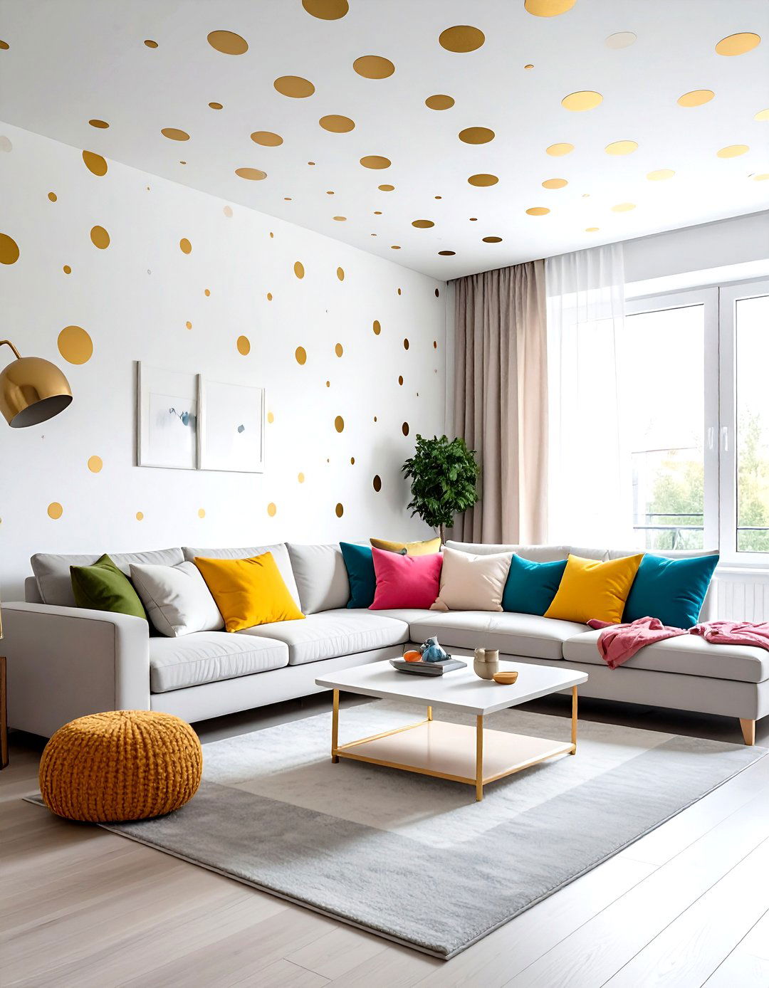 Polka dot ceiling wallpaper - 30 living room ceiling wallpapers